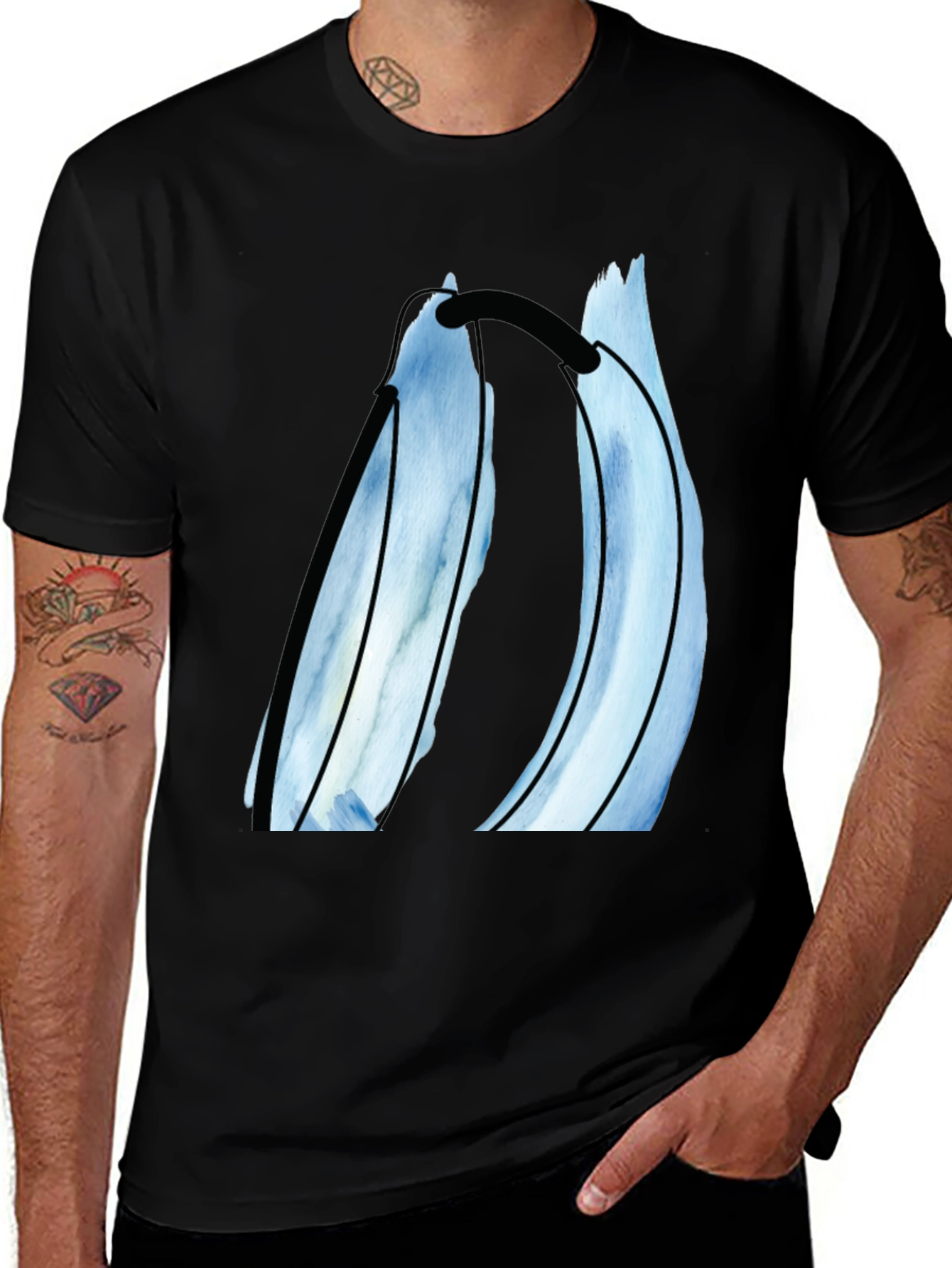 Variant 30 of Abstract Watercolor Graphic Tee - Black