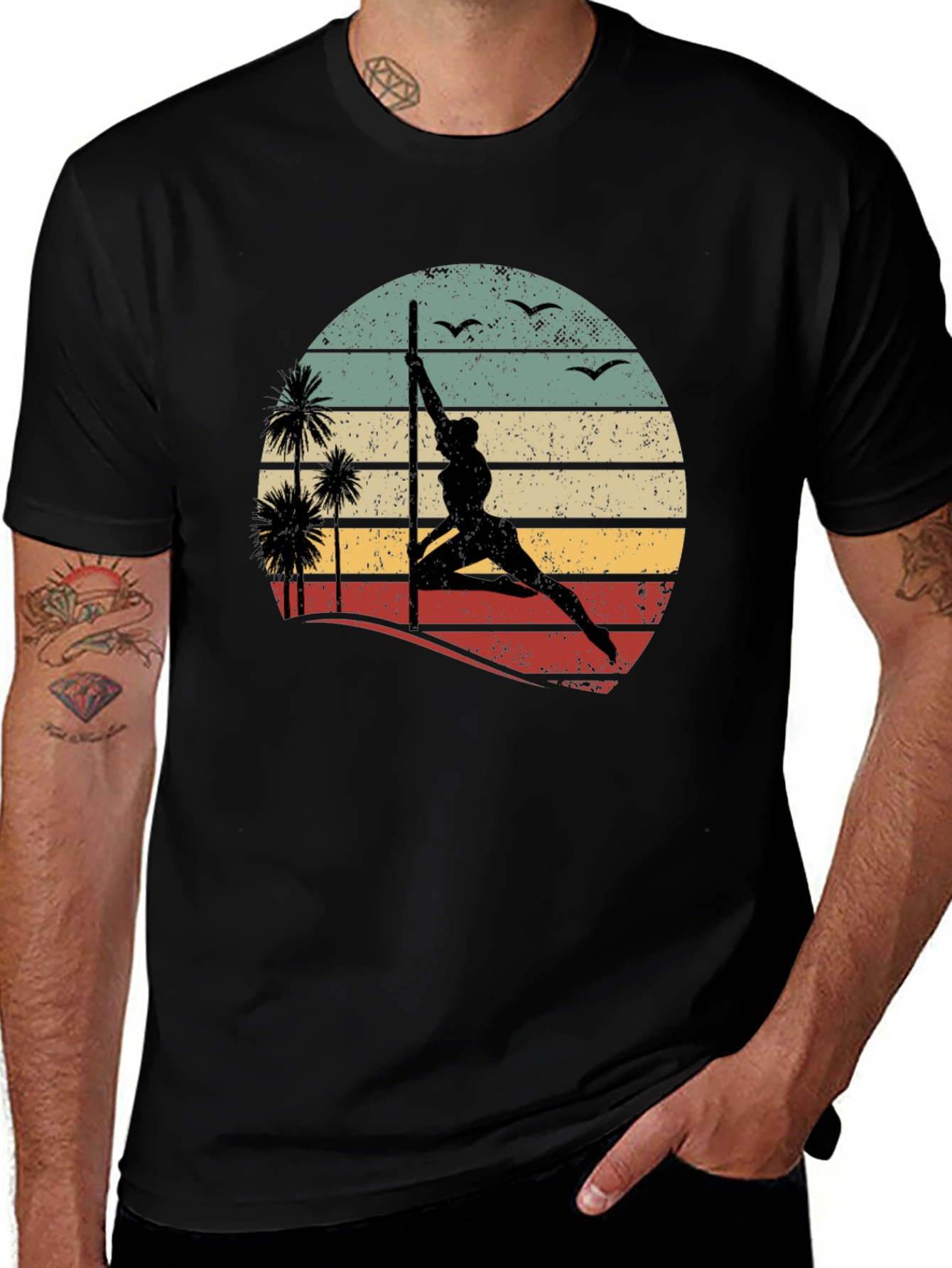 Variant 30 of Pole Dancing Sunset T-Shirt Retro Style Tee