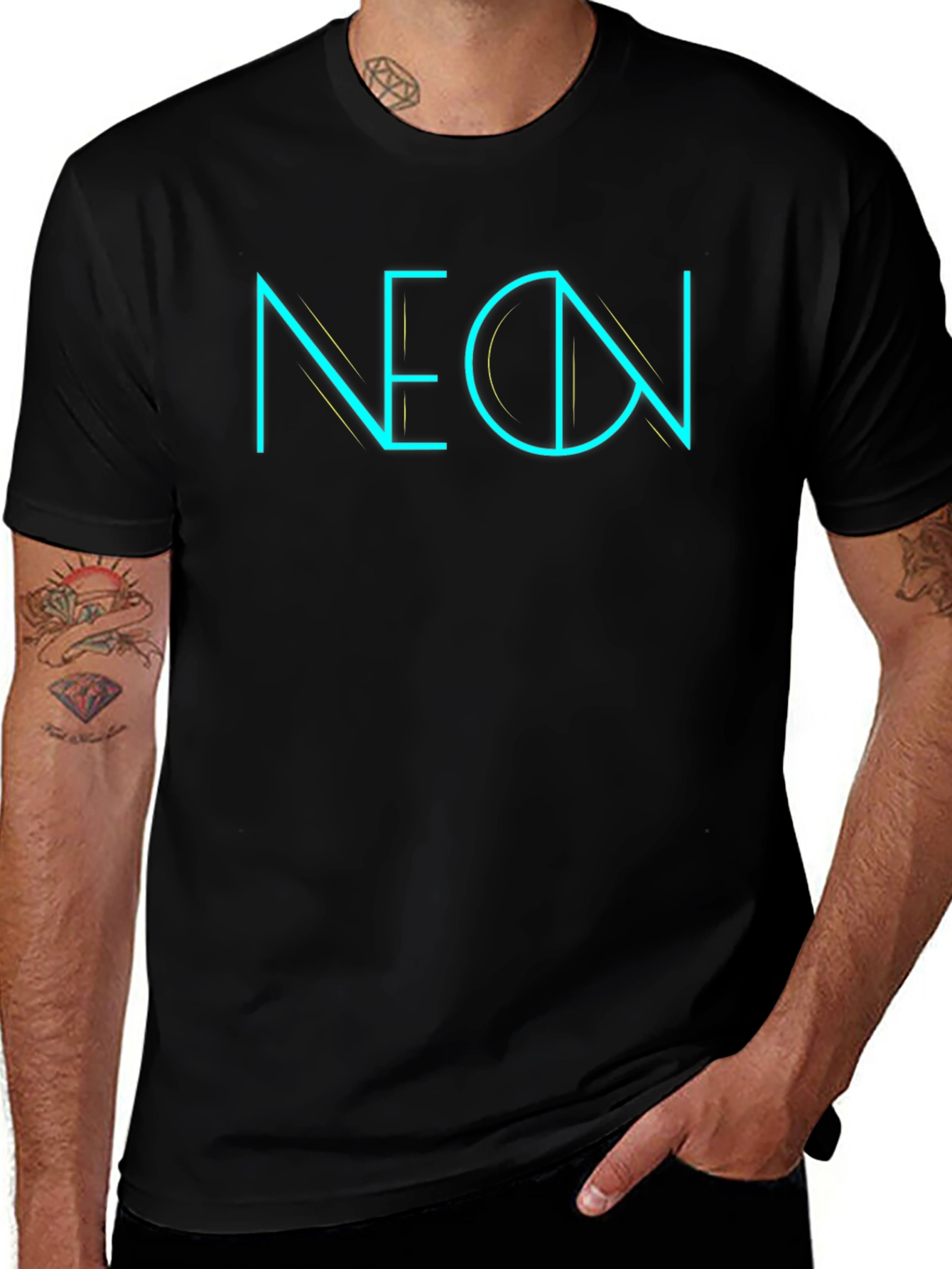 Variant 22 of Neon Graphic Print Black T-Shirt
