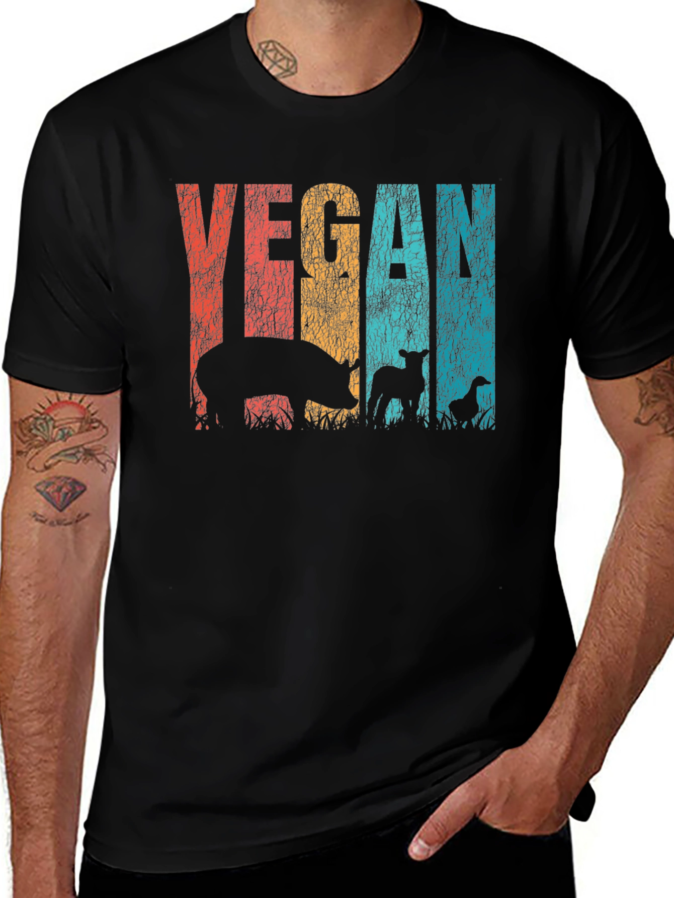 Variant 5 of Vintage Vegan T-Shirt - Animal Rights Tee