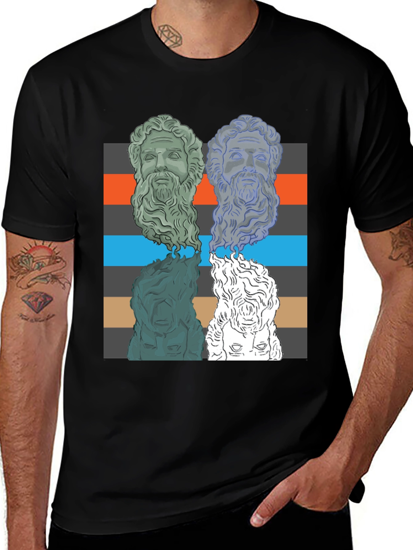 Variant 20 of Statue Head Graphic Print Black T-Shirt