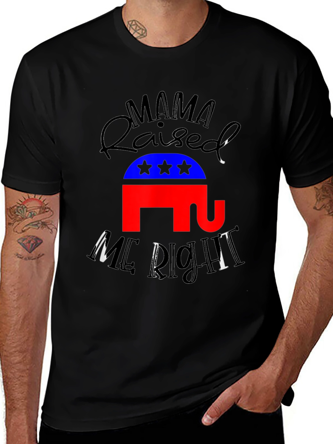 Variant 24 of Mama Raised Me Right Republican T-Shirt