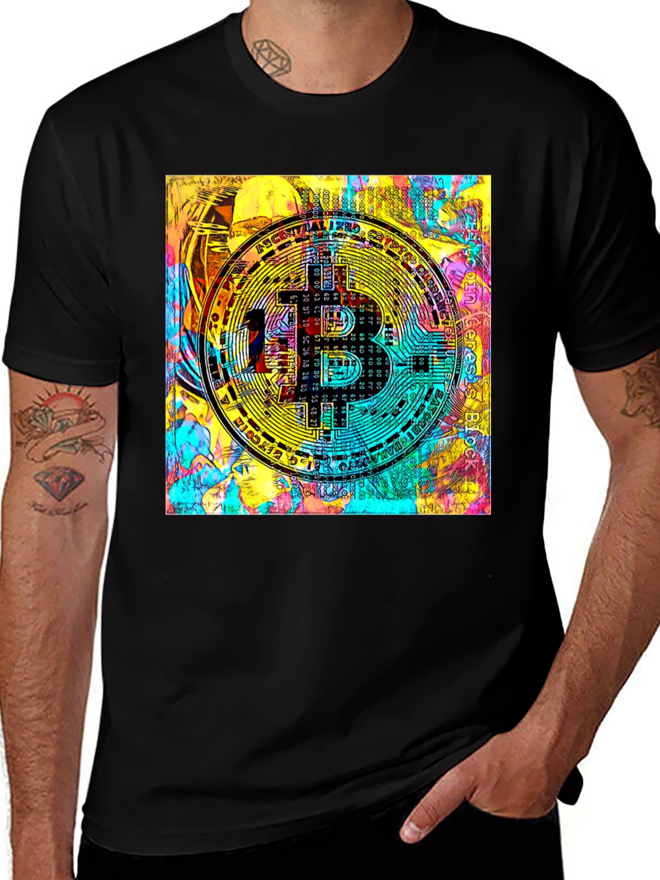 Variant 8 of Bitcoin Crypto Art Black T-Shirt