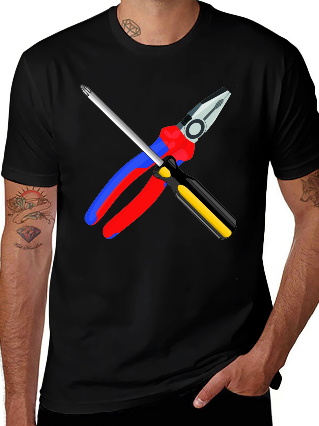 Electrician's Tool T-Shirt: Pliers & Screwdriver Graphic