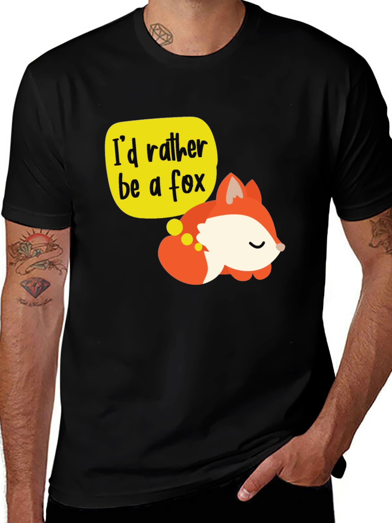 Variant 2 of Cute Fox T-Shirt - I'd Rather Be a Fox Graphic Tee
