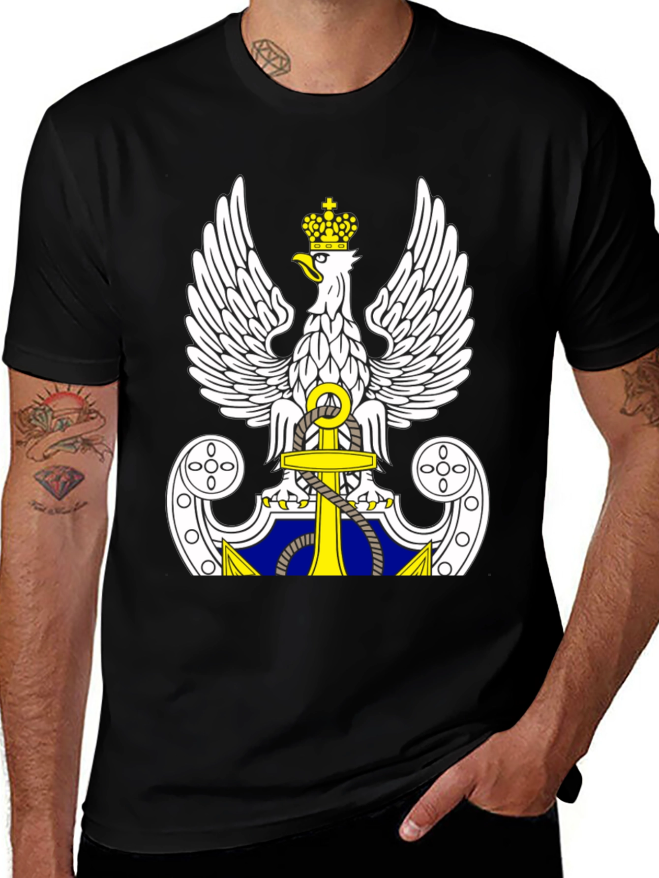 Variant 3 of Polish Navy Eagle Anchor Black T-Shirt