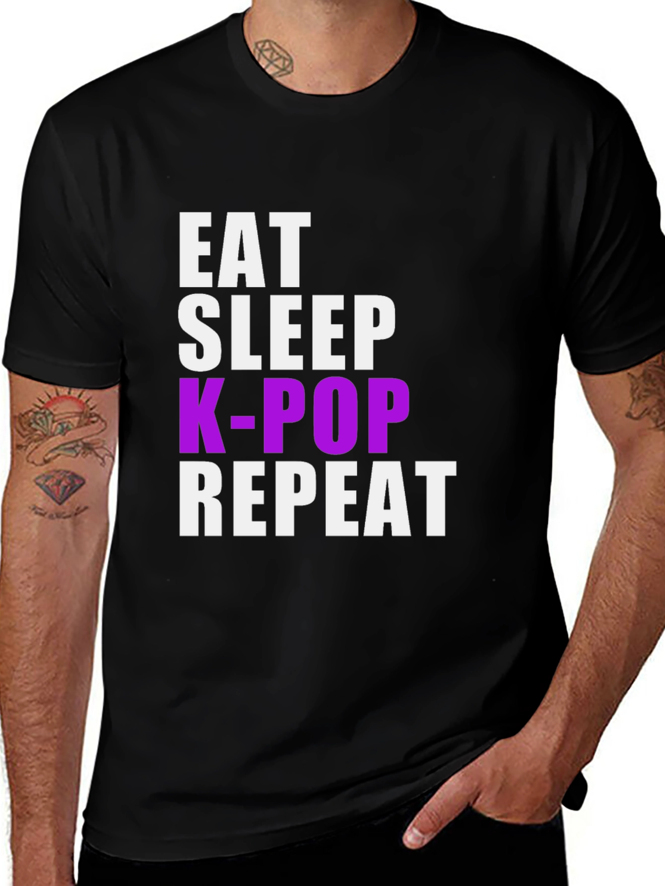 Variant 3 of Eat Sleep K-Pop Repeat Graphic Tee