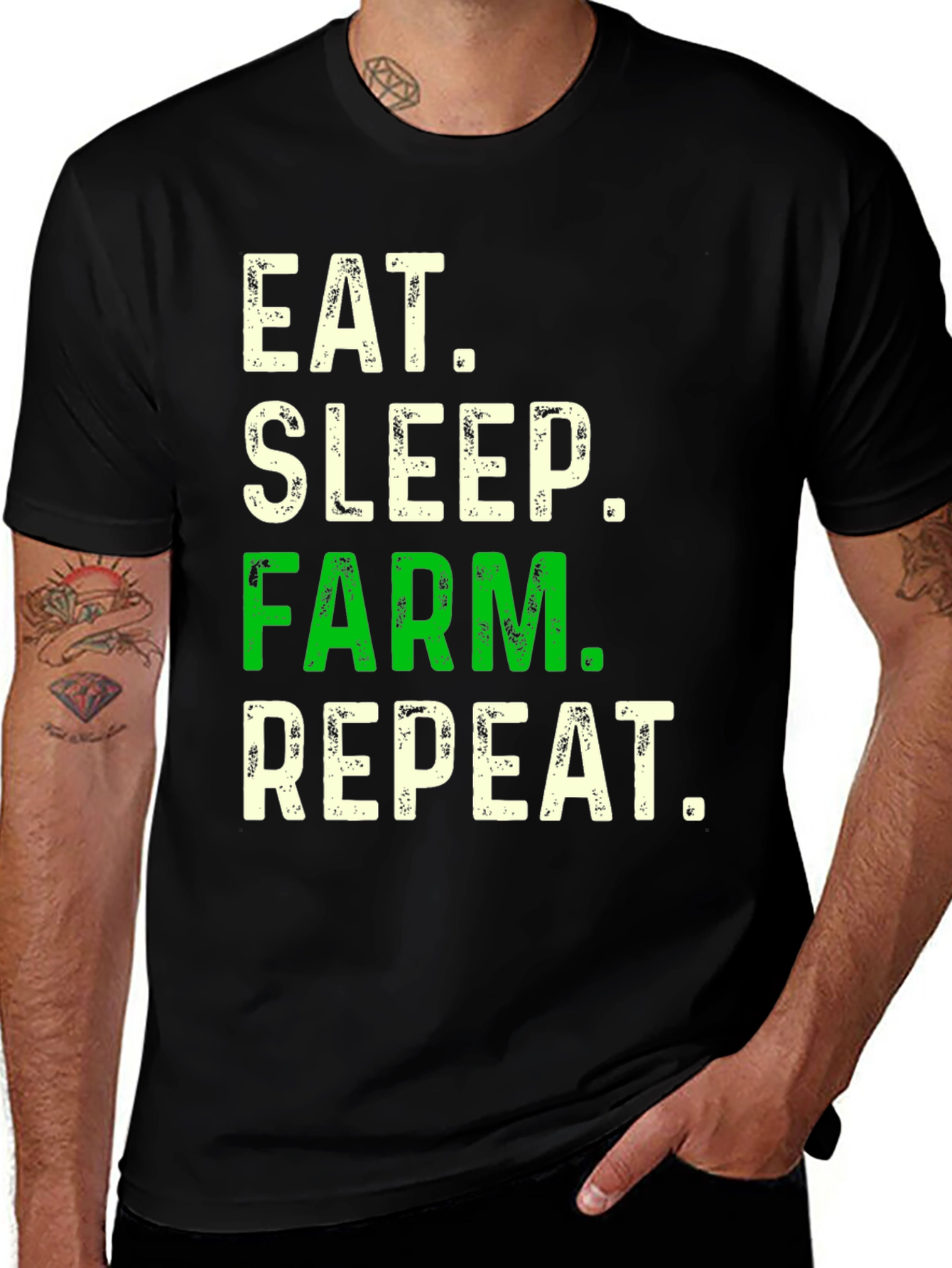 Variant 12 of Eat Sleep Farm Repeat Graphic Tee
