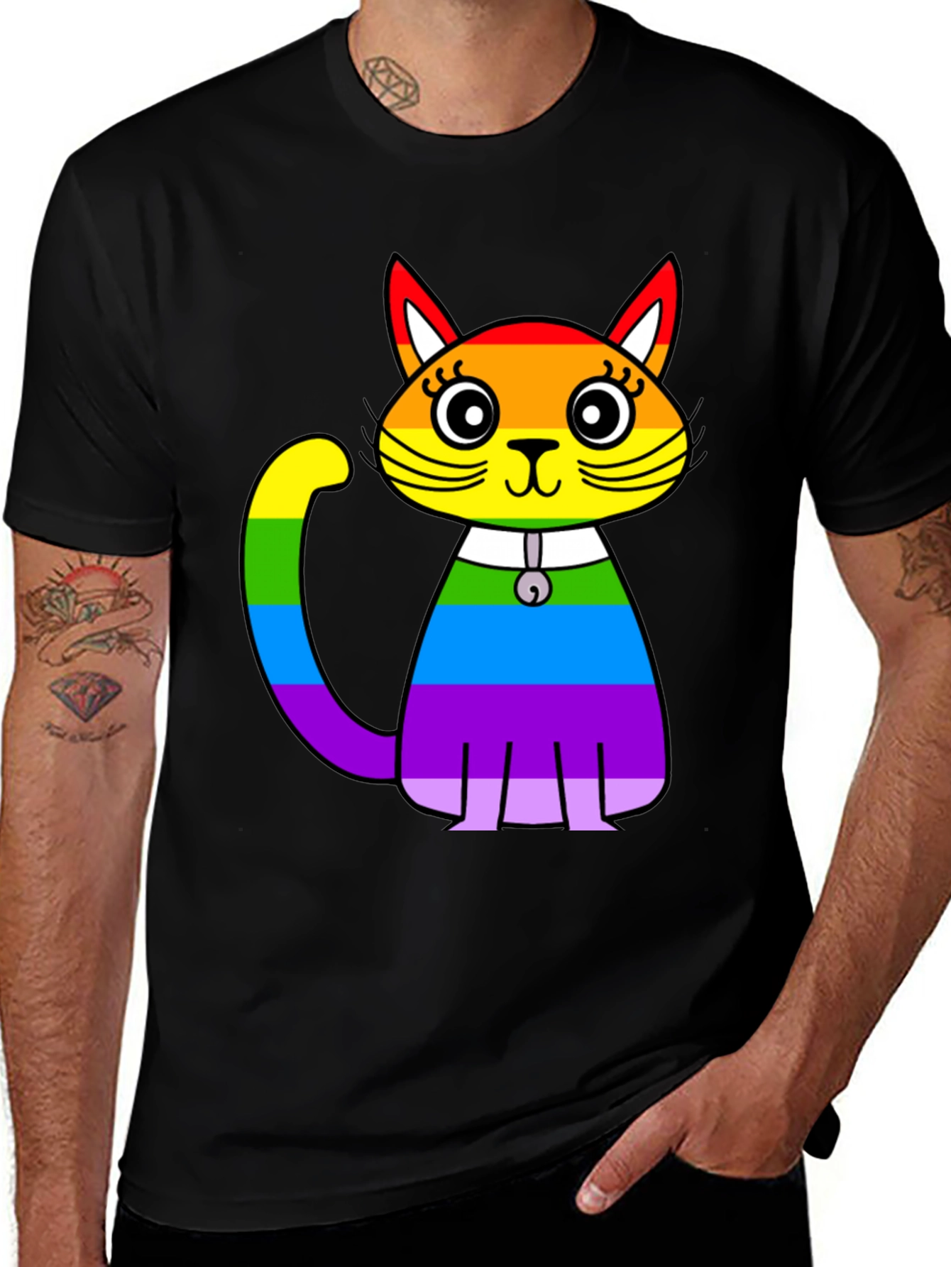 Rainbow Cat Graphic T-Shirt