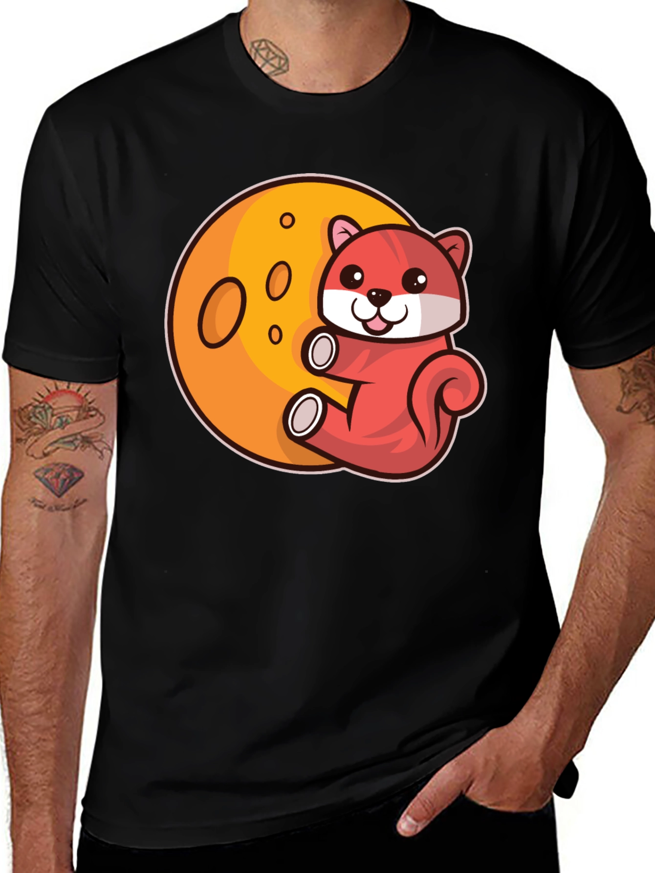 Variant 5 of Cartoon Otter on Moon Graphic T-Shirt