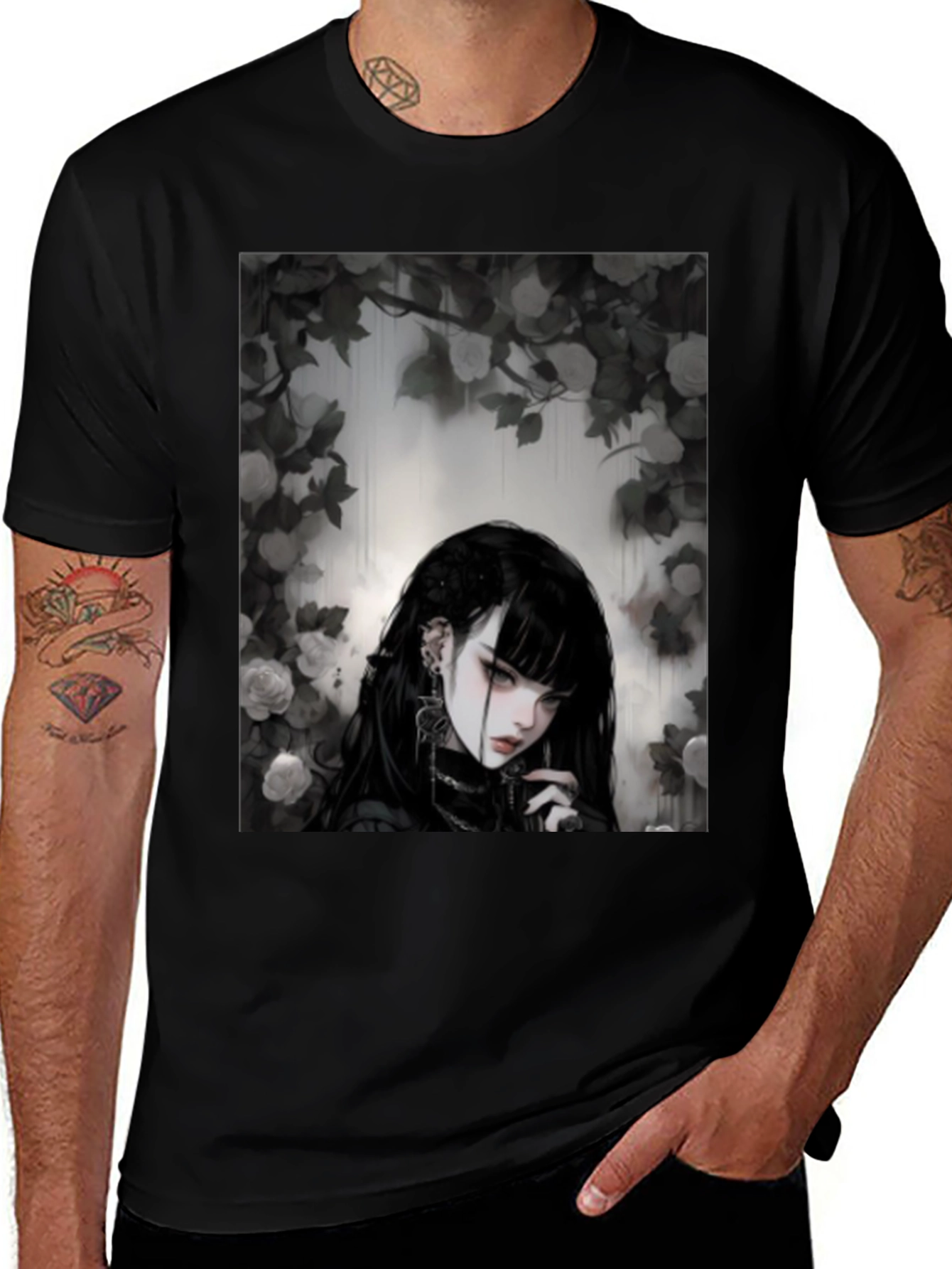 Variant 19 of Gothic Girl T-Shirt - Floral Frame
