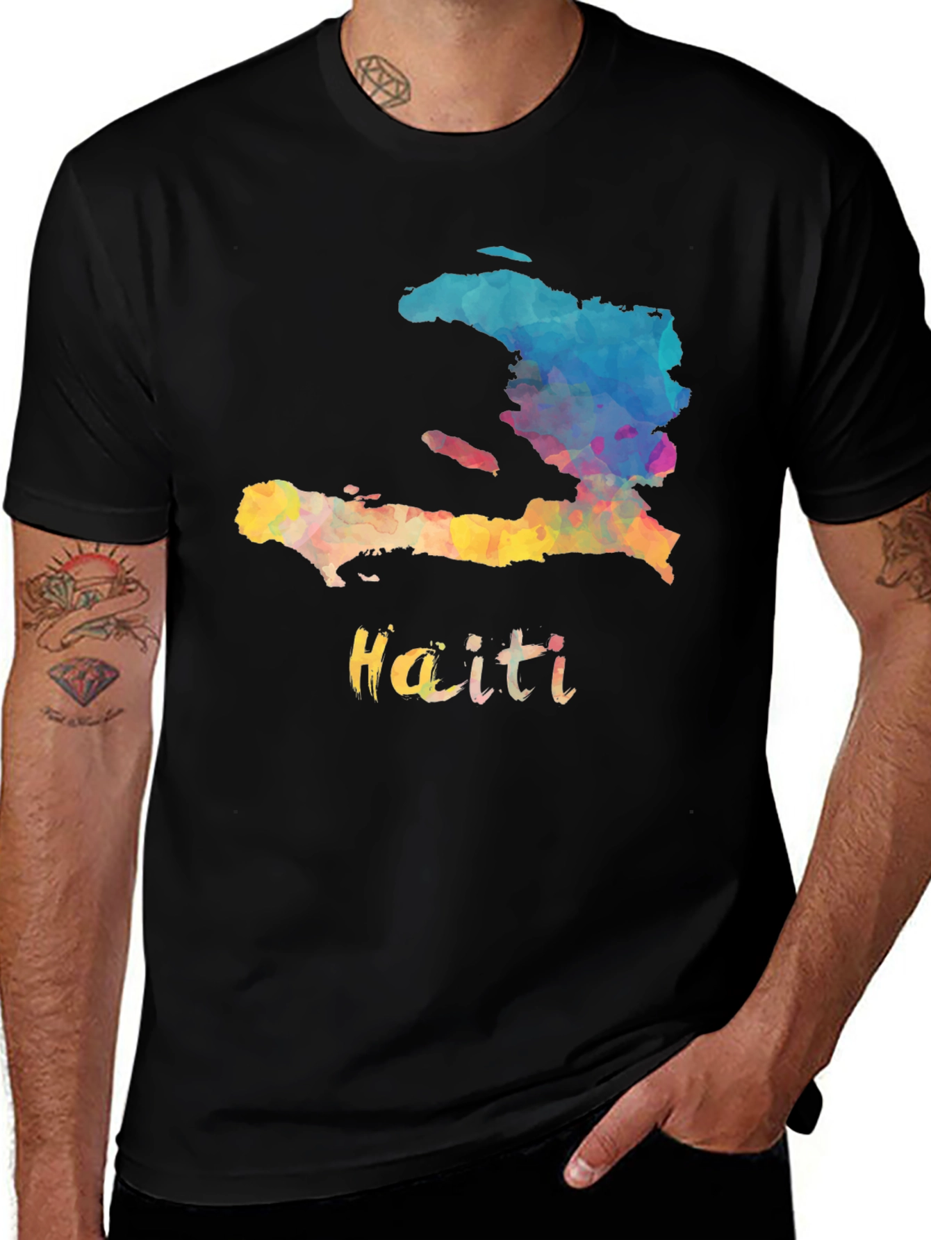 Variant 27 of Haiti Map T-Shirt - Graphic Tee for Men