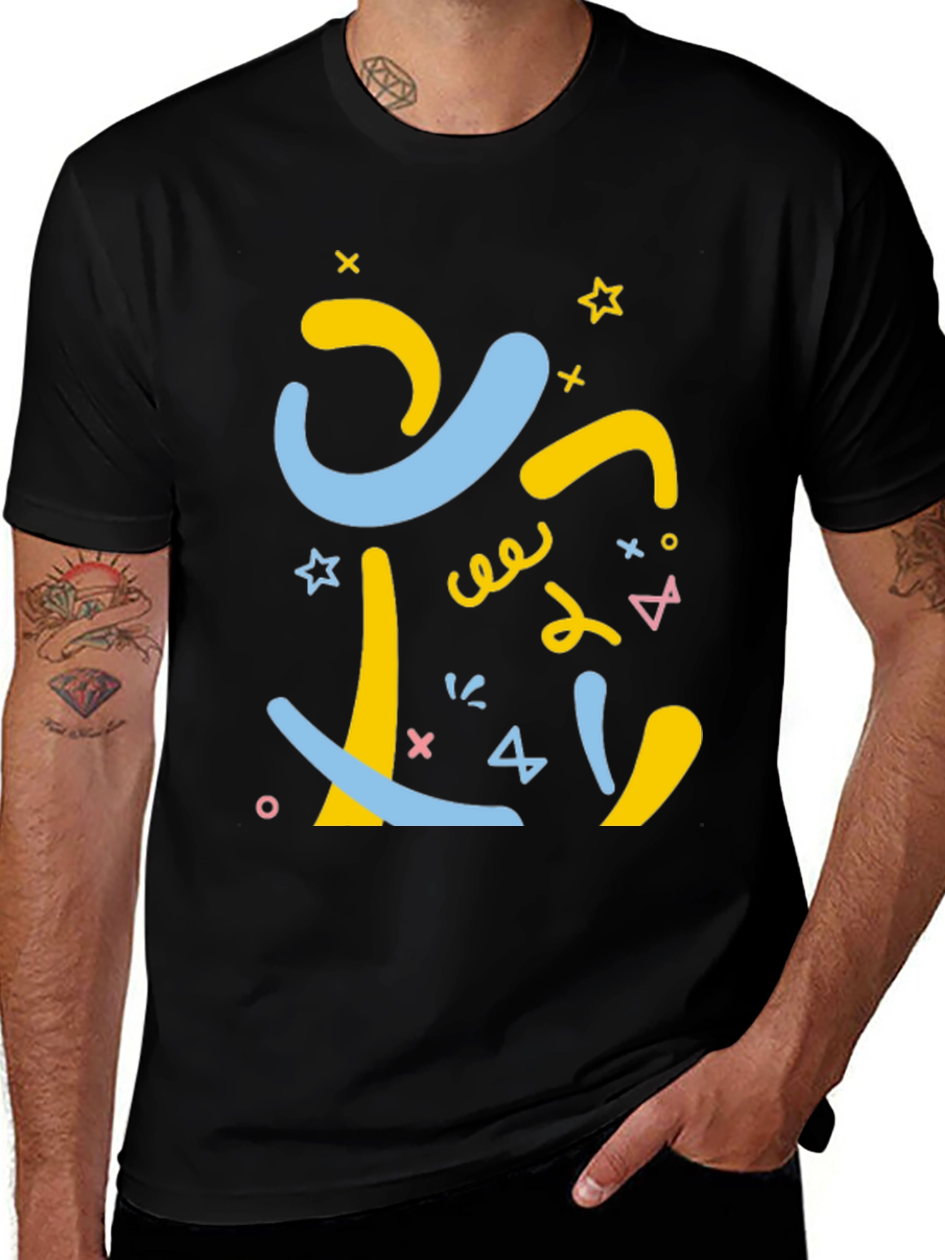 Variant 11 of Abstract Shapes Graphic Tee - Black Casual T-Shirt