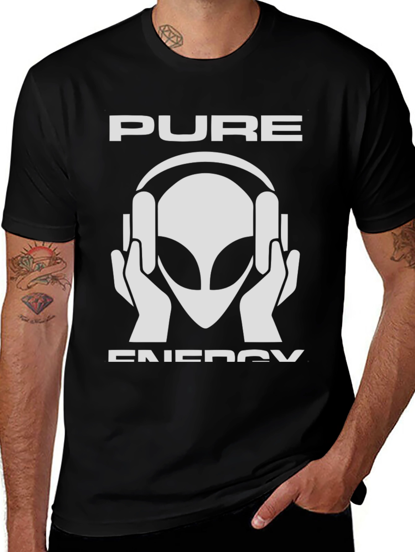 Variant 25 of Pure Energy Alien DJ Graphic T-Shirt - Black