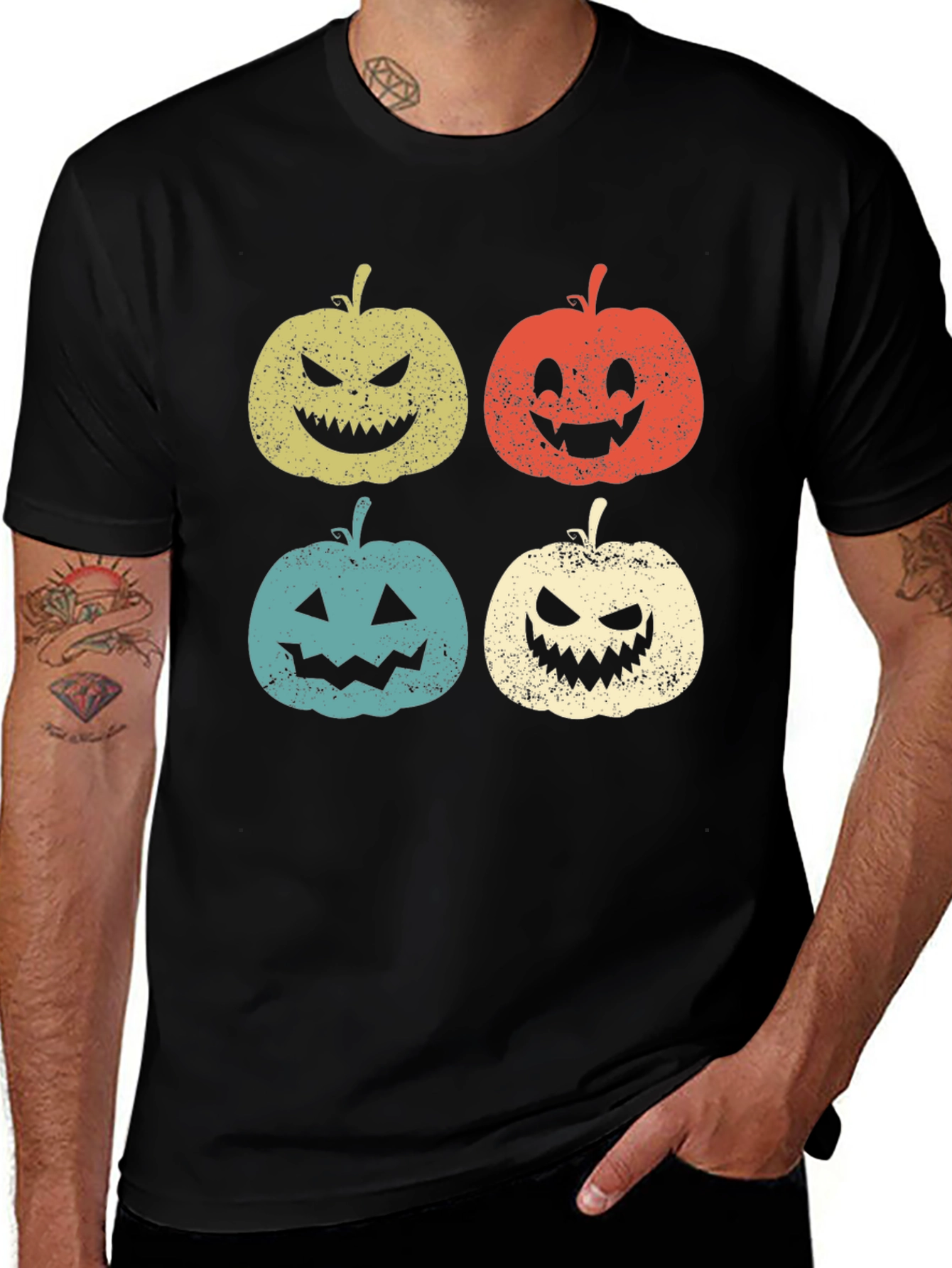 Variant 23 of Halloween Pumpkin Faces Graphic Tee - Spooky Season Shirt