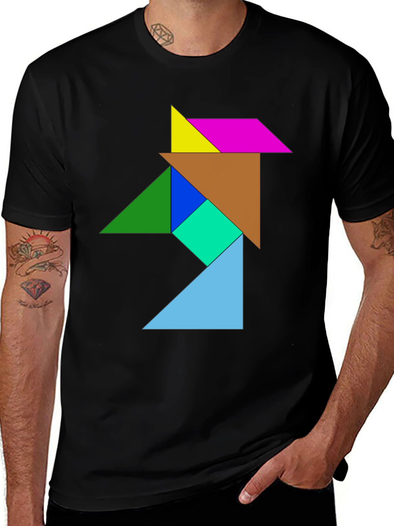 Variant 14 of Geometric Tangram Graphic Tee - Stylish & Unique