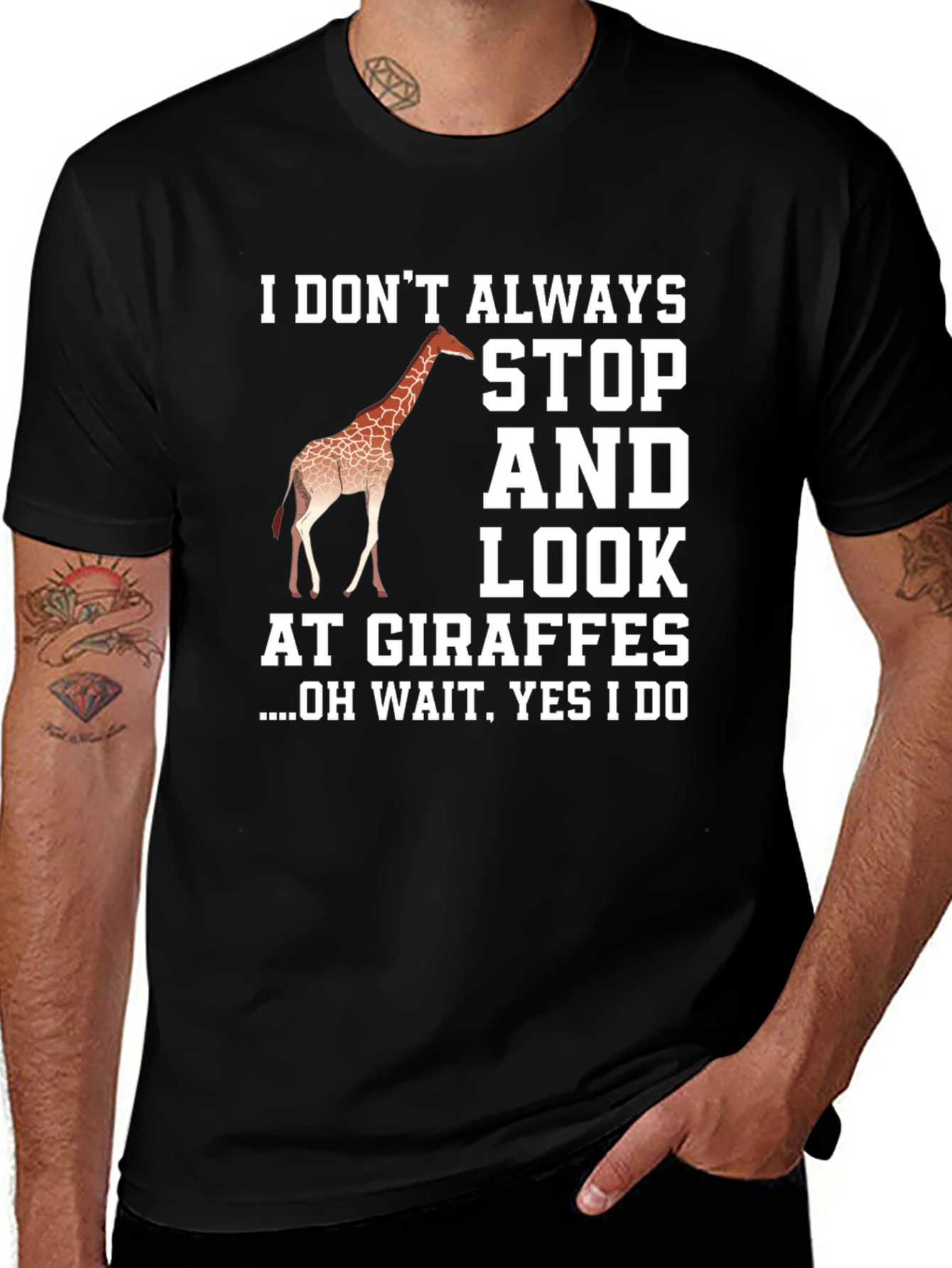 Variant 2 of Funny Giraffe T-Shirt - I Don't Always Stop