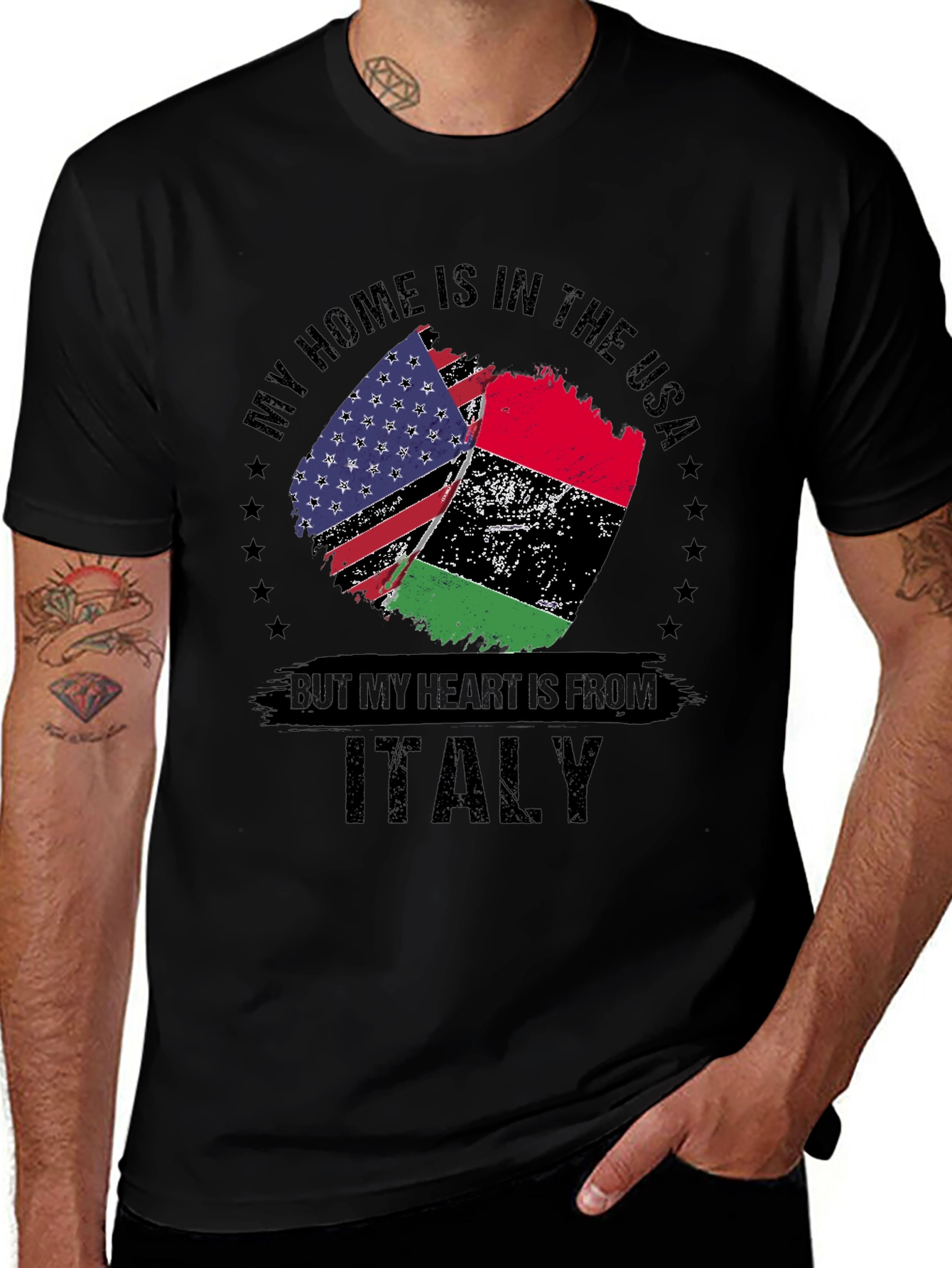 USA Italy Heritage Graphic T-Shirt