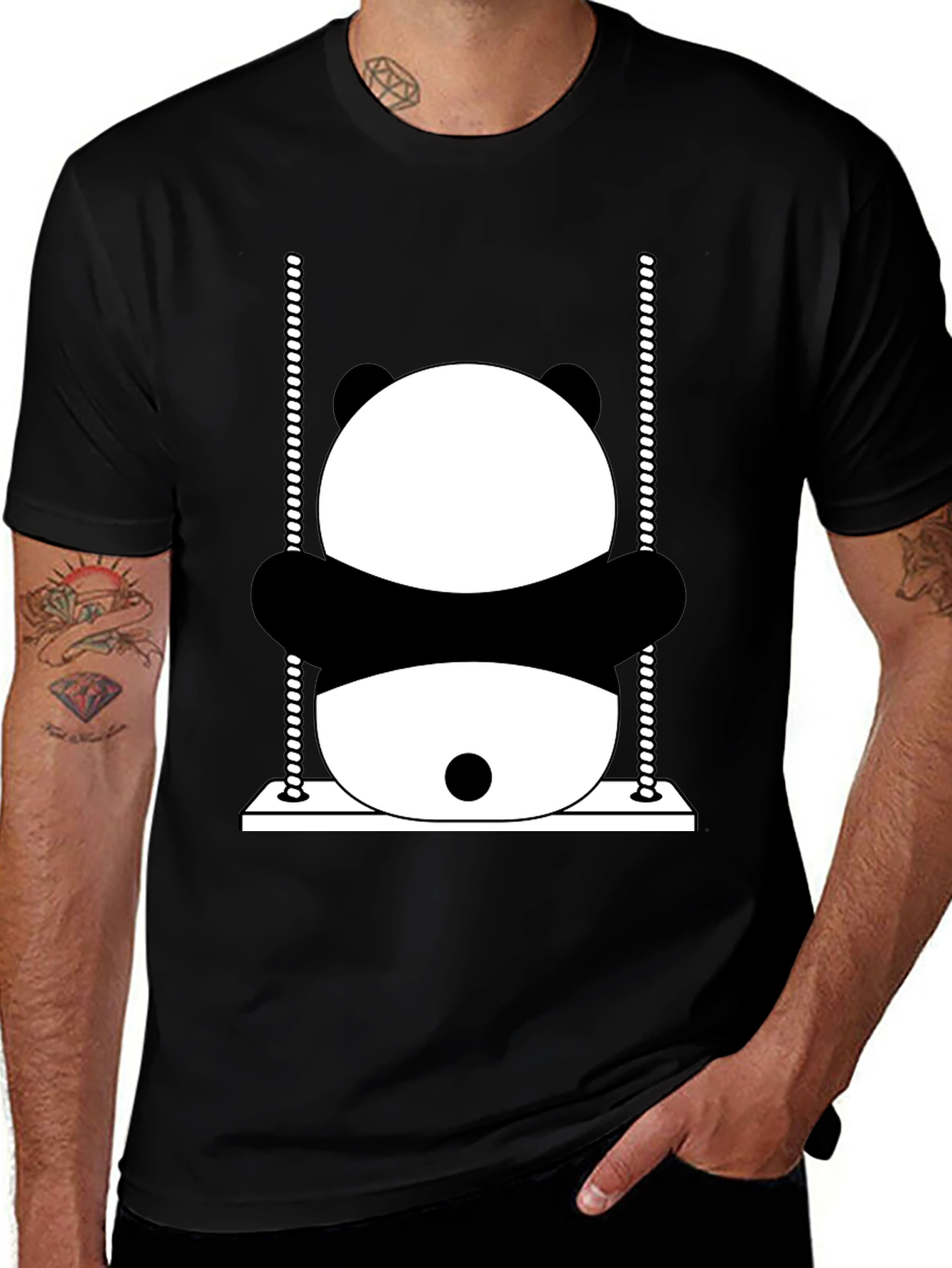 Variant 14 of Panda Swing Graphic T-Shirt - Fun & Unique Design
