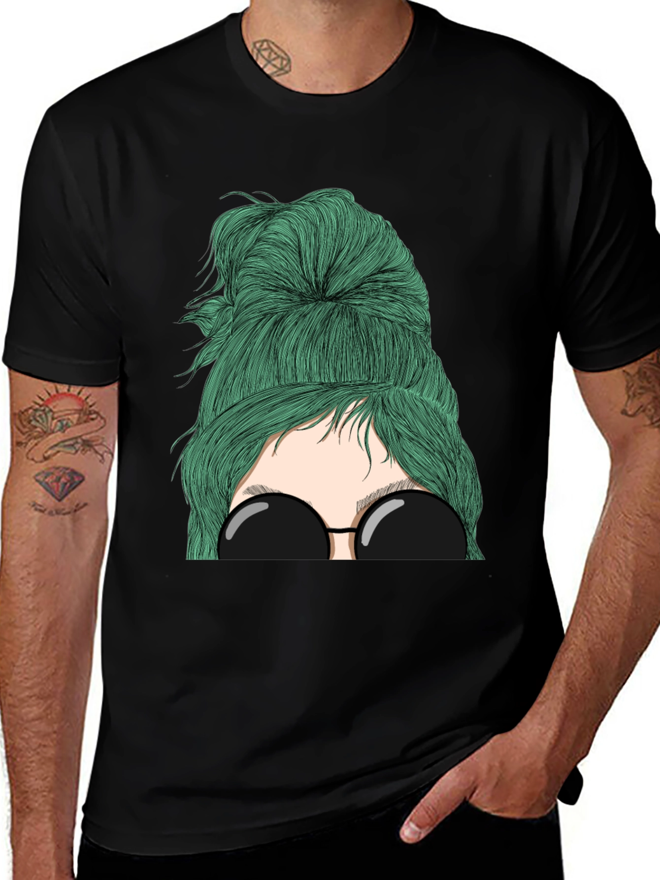 Variant 30 of Cool Graphic Tee - Green Hair, Shades