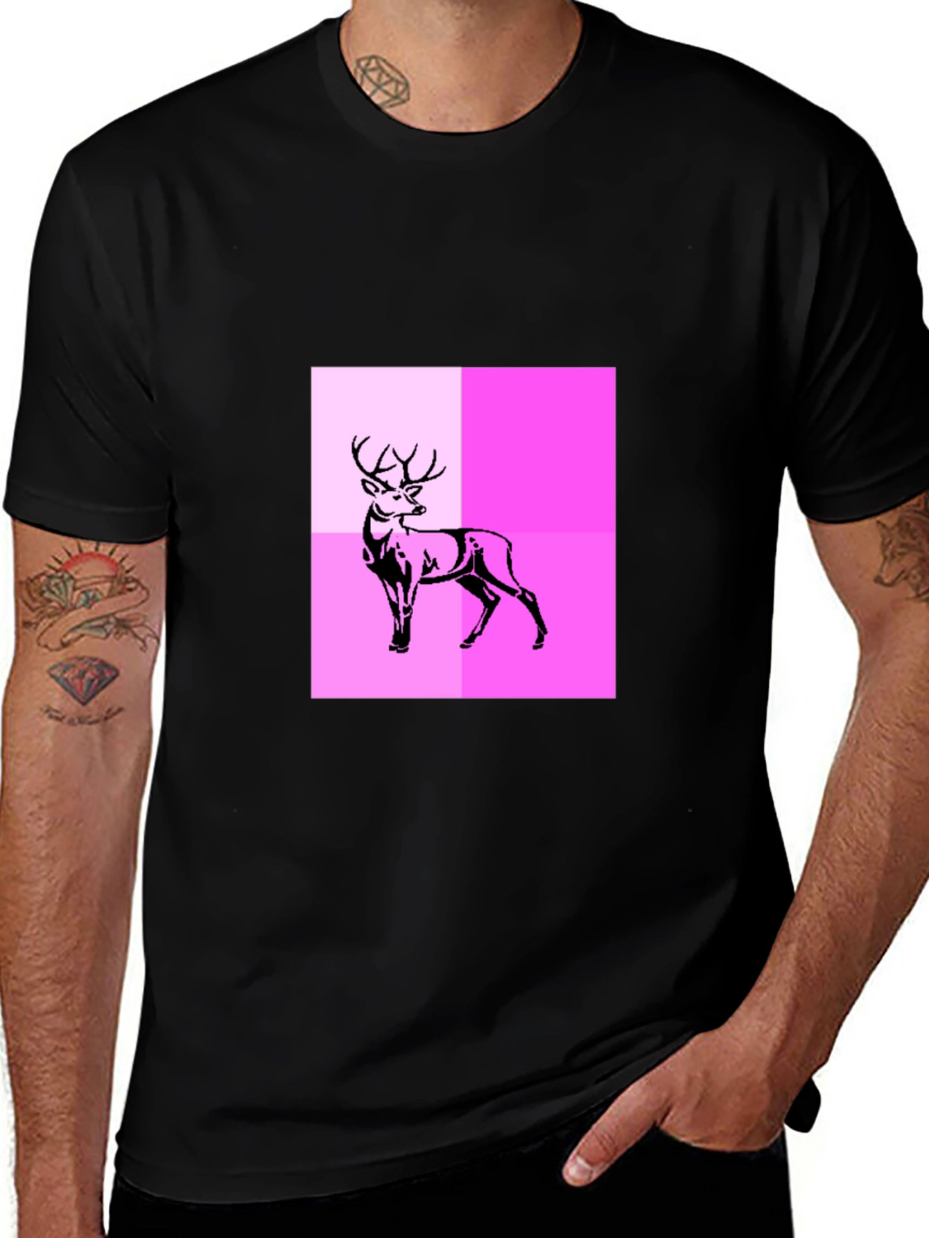 Black Deer Graphic Tee - Modern Abstract Design main image