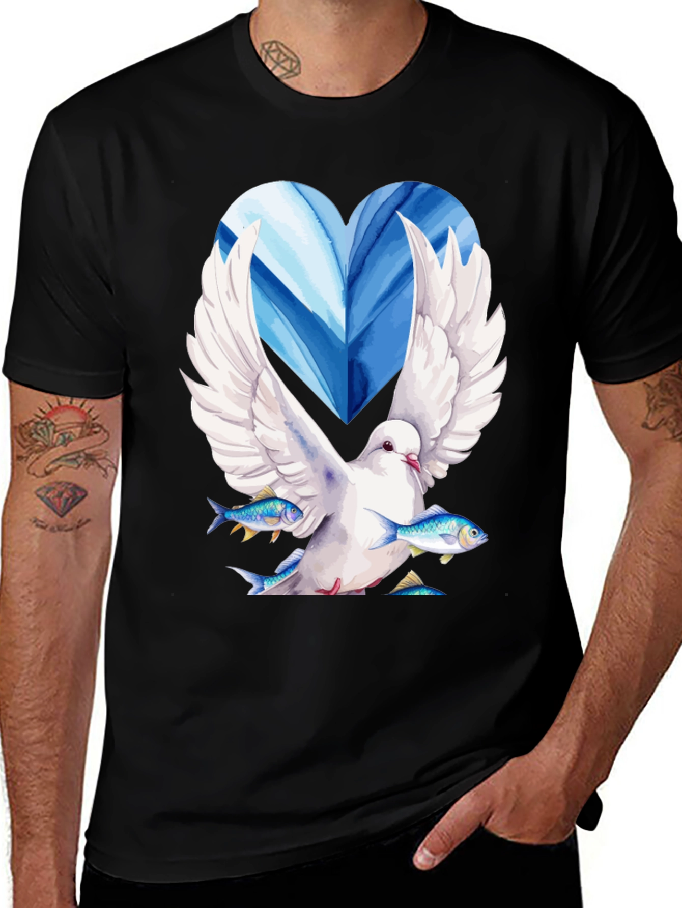 Variant 16 of Dove with Fish Graphic Tee - Peace & Nature