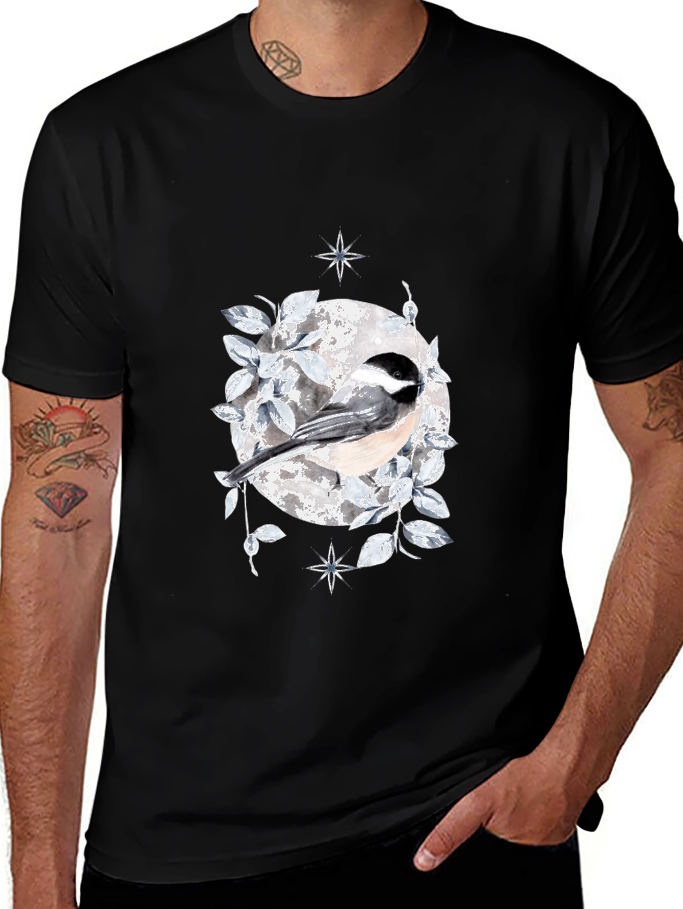 Chickadee Moon T-Shirt - Nature Inspired Design