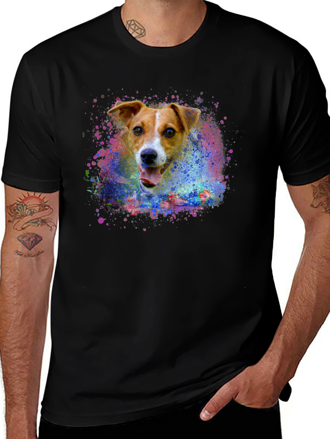 Variant 17 of Dog Paint Splatter T-Shirt - Unique Graphic Tee