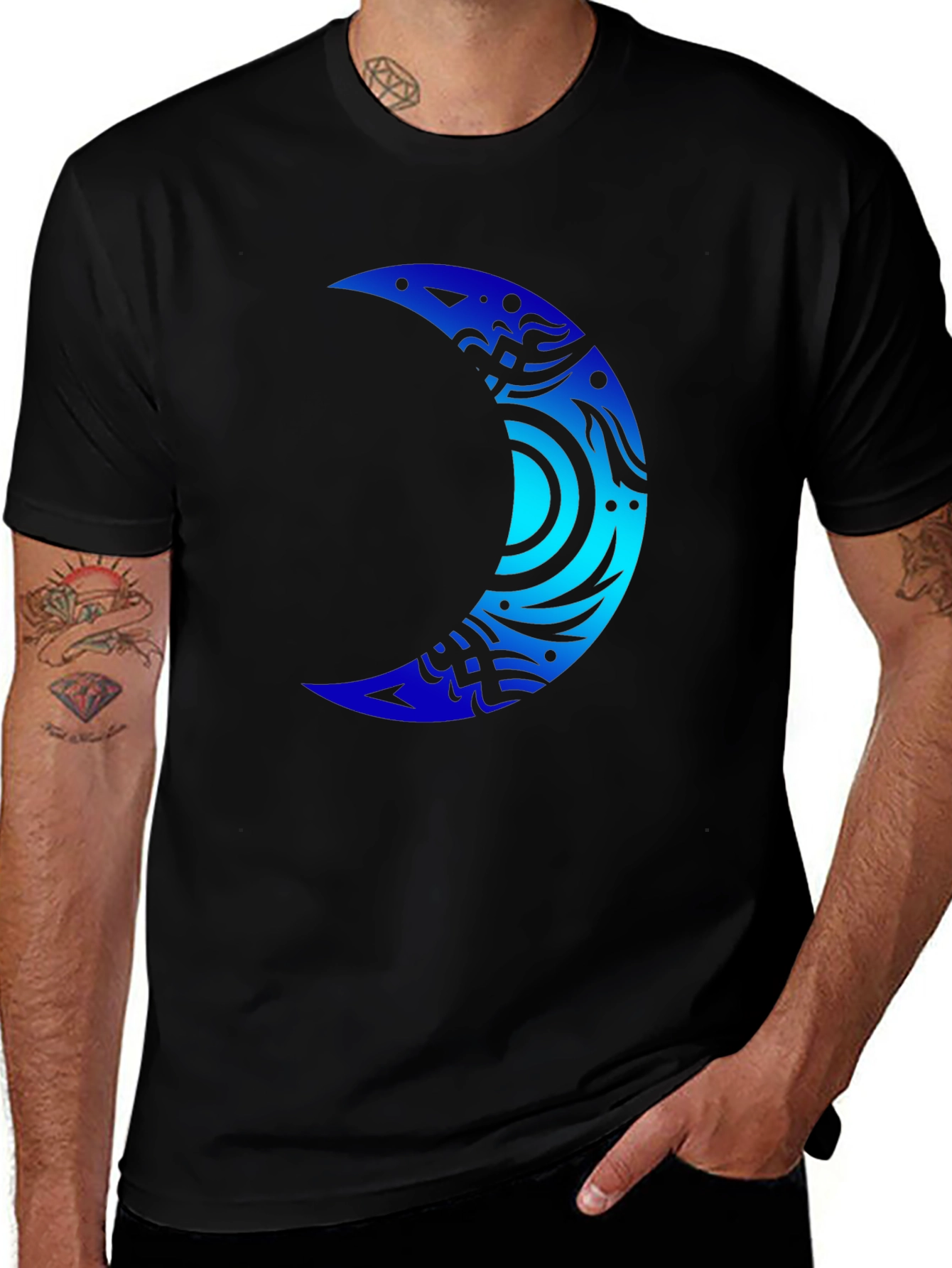 Variant 15 of Tribal Moon Graphic T-Shirt - Black