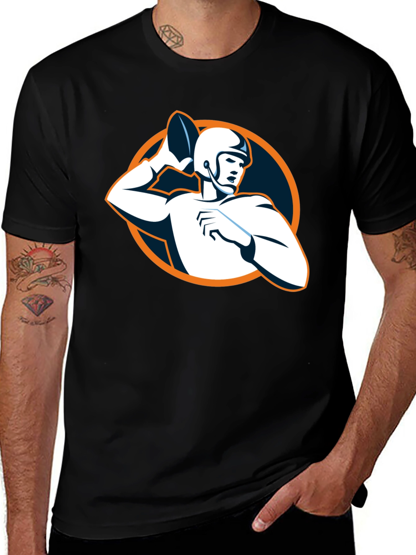 Variant 19 of Football Player Graphic Black T-Shirt