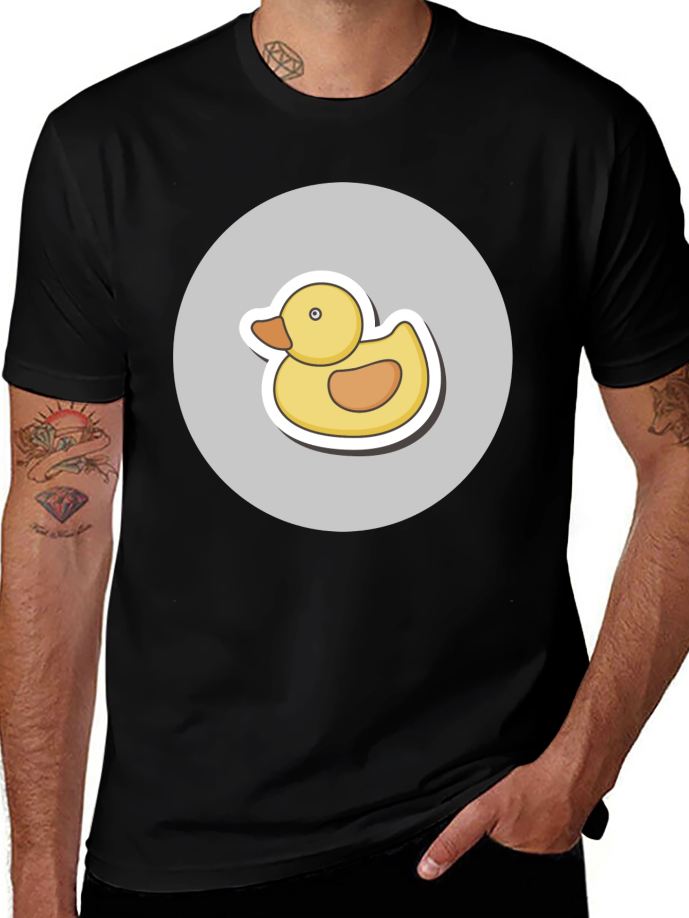 Variant 11 of Rubber Duck Graphic Tee - Black Cotton Blend