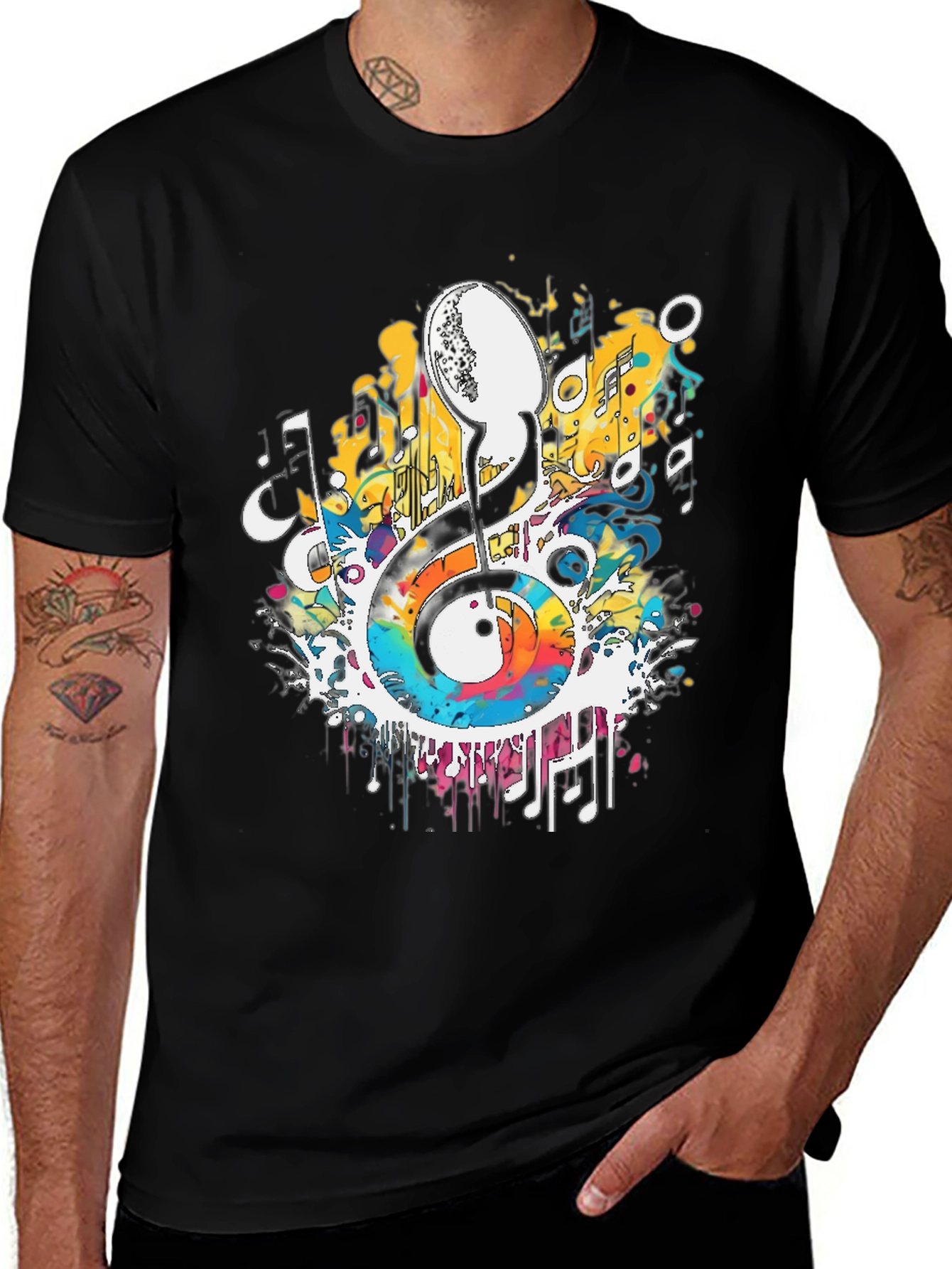 Variant 9 of Musical Note Graphic Tee - Artistic Splash Design