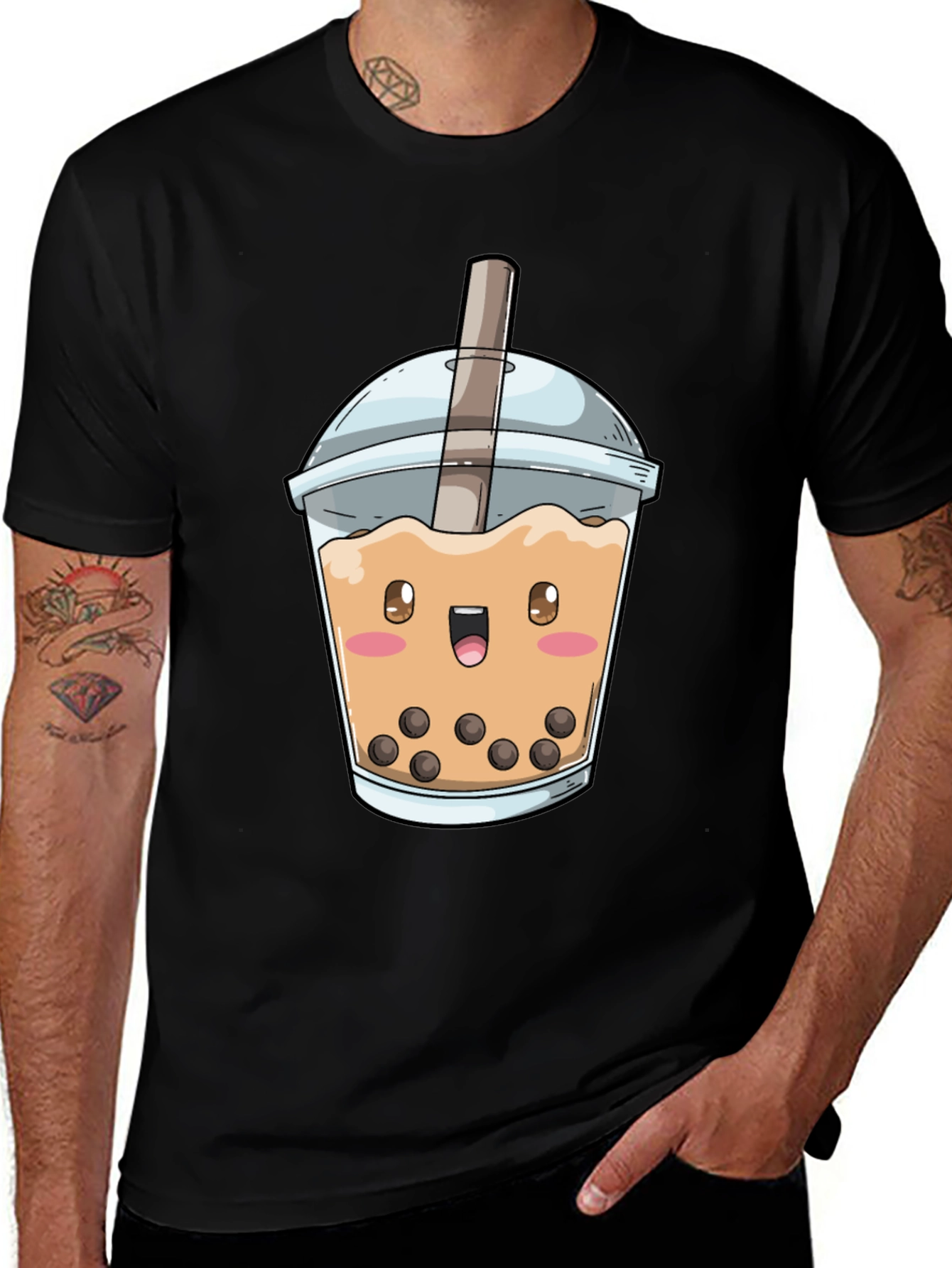 Variant 3 of Kawaii Bubble Tea Graphic Tee - Unisex Black T-Shirt