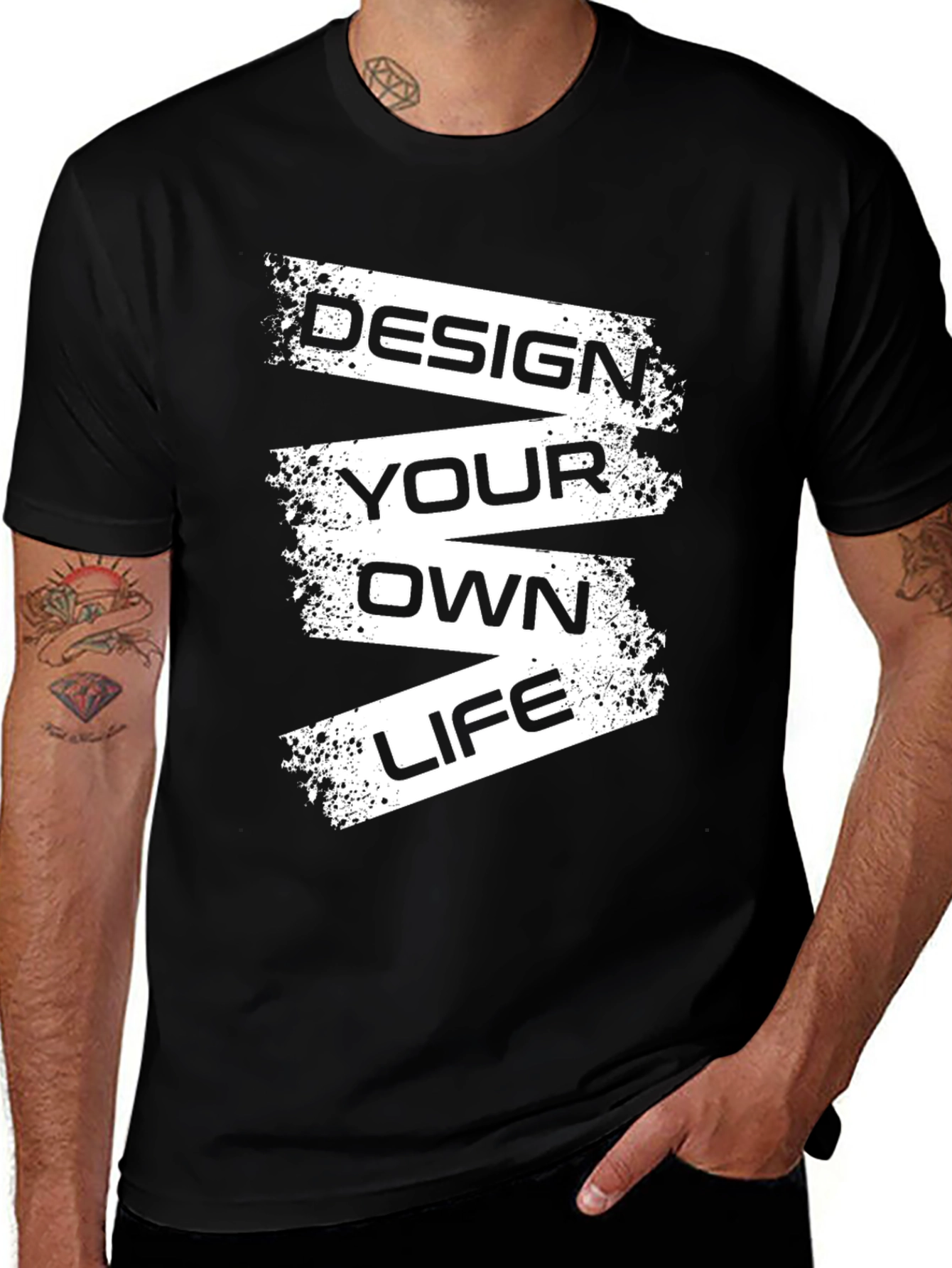 Variant 12 of Design Your Own Life Black Graphic T-Shirt