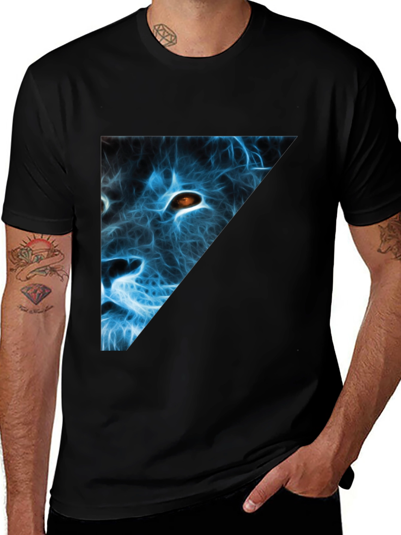 Variant 11 of Electric Lion Graphic Tee - Men's Black T-Shirt