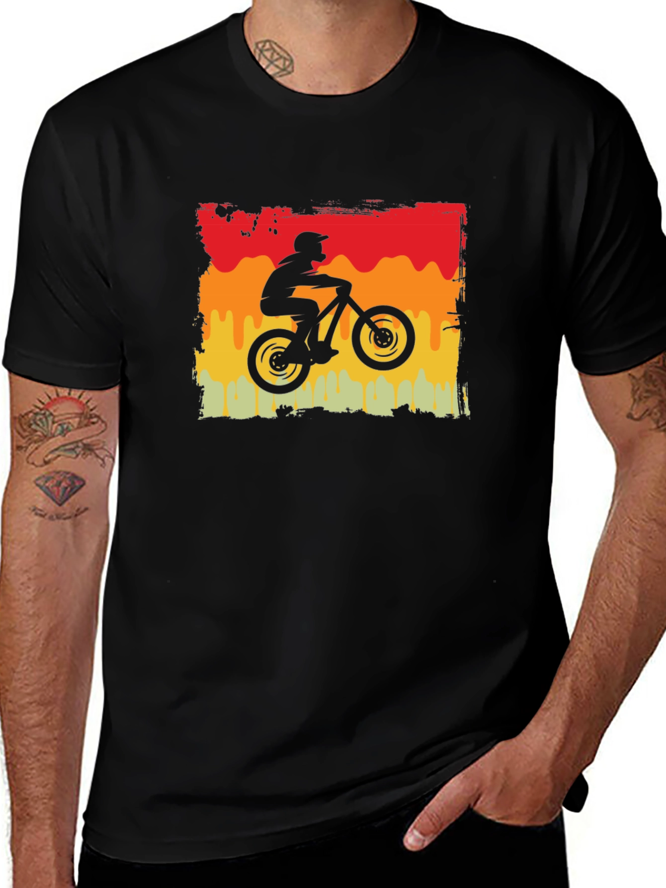 Variant 8 of Retro Mountain Biker Graphic Tee - Black