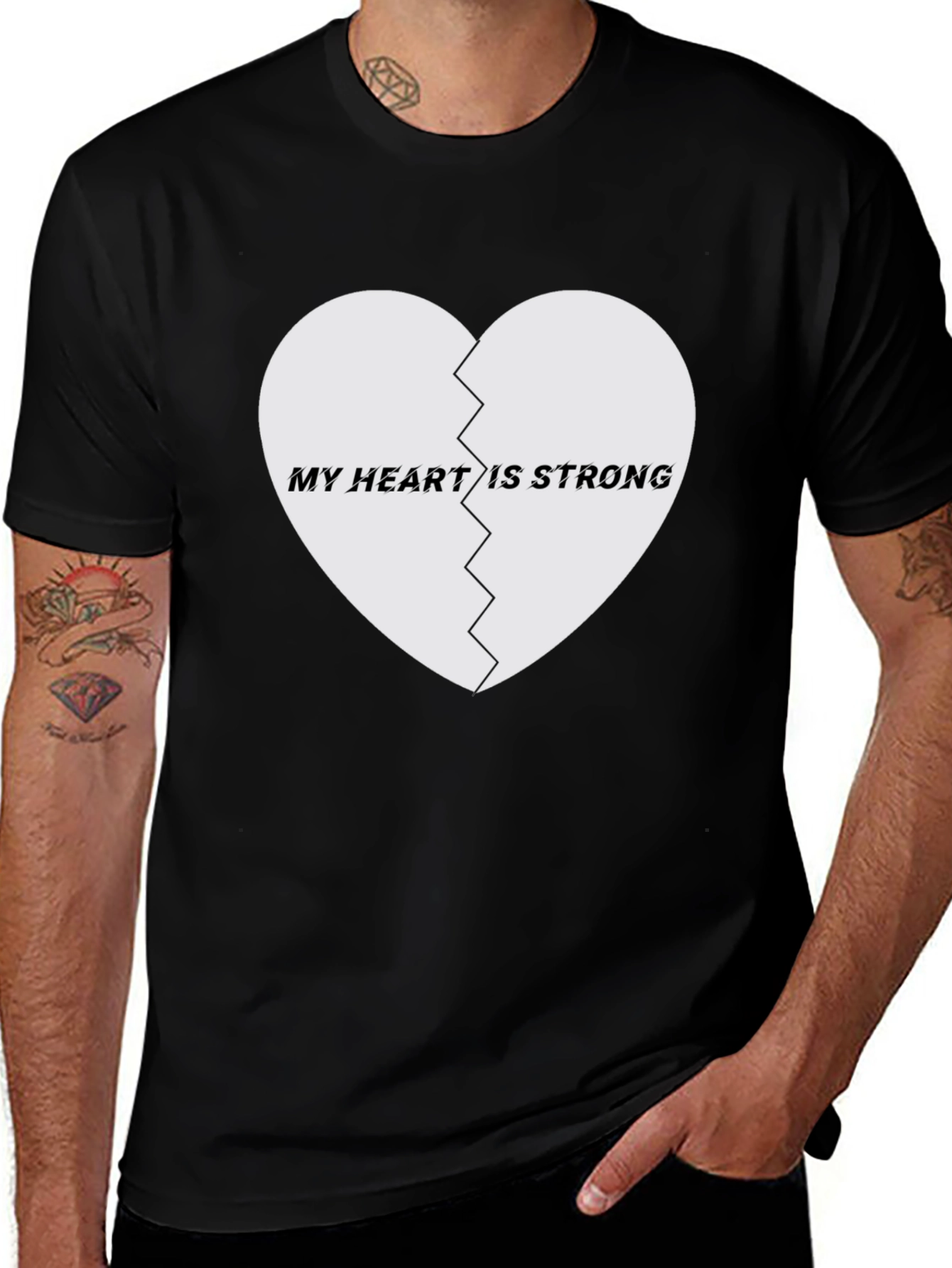 Black My Heart Is Strong Graphic Tee - Black main image