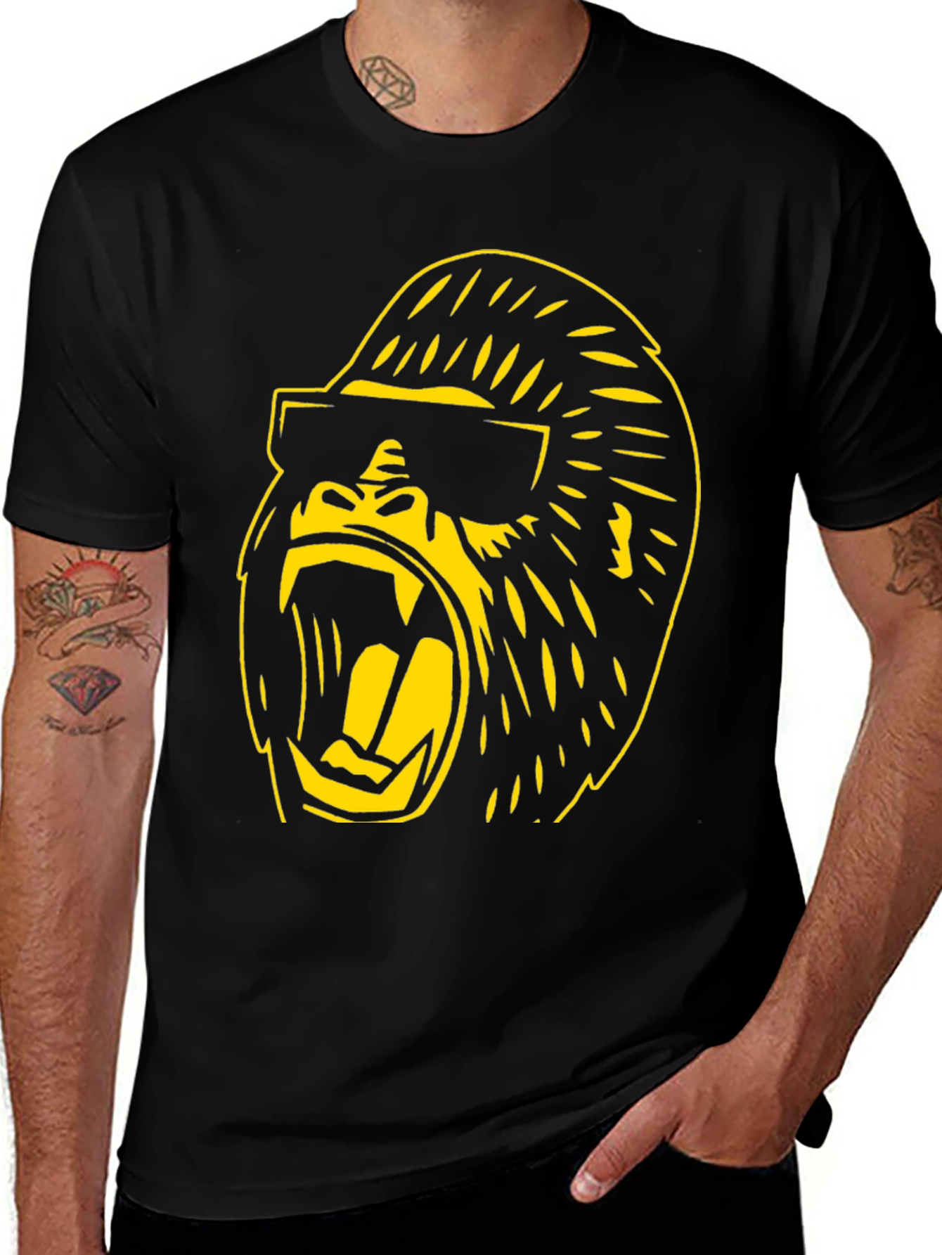 Variant 27 of Cool Gorilla Graphic Tee - Black Cotton T-Shirt
