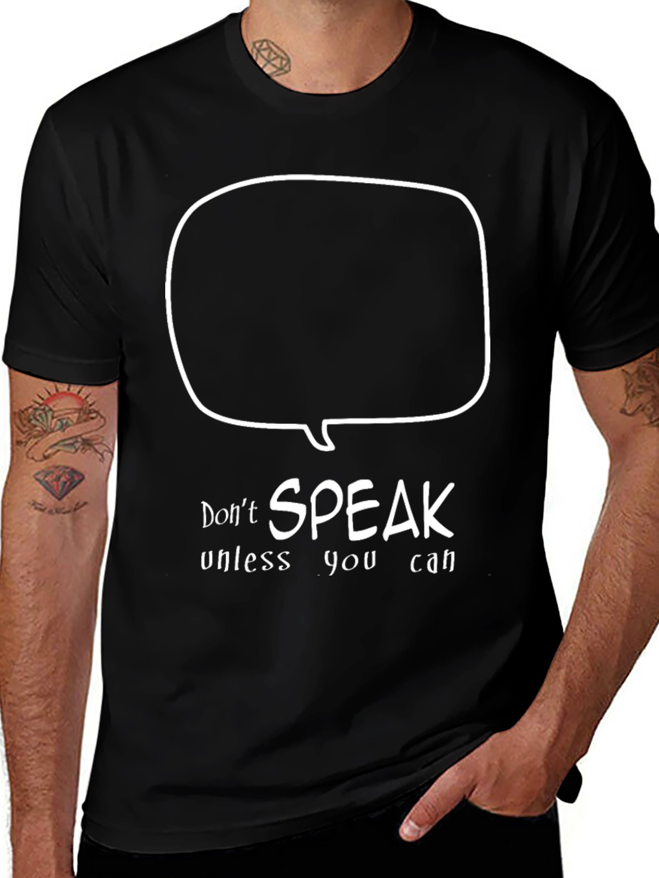 Variant 19 of Speak Up T-Shirt - Cotton Black Tee