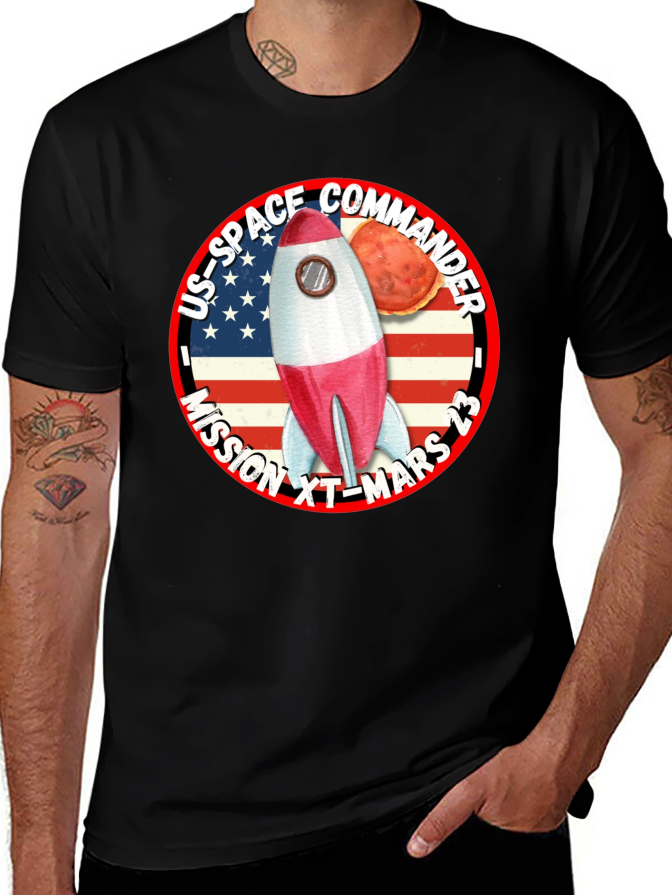 Variant 15 of US Space Commander Mission to Mars Black T-Shirt