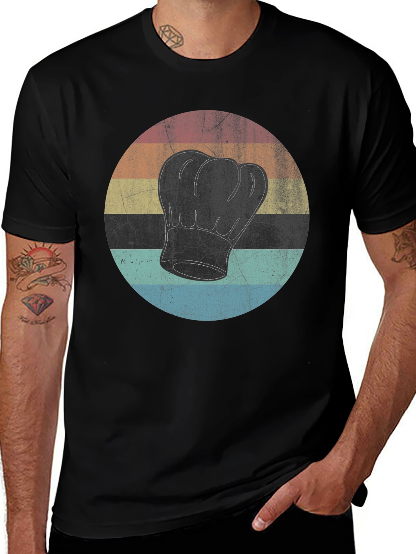 Variant 22 of Retro Chef Hat Graphic Tee - Black