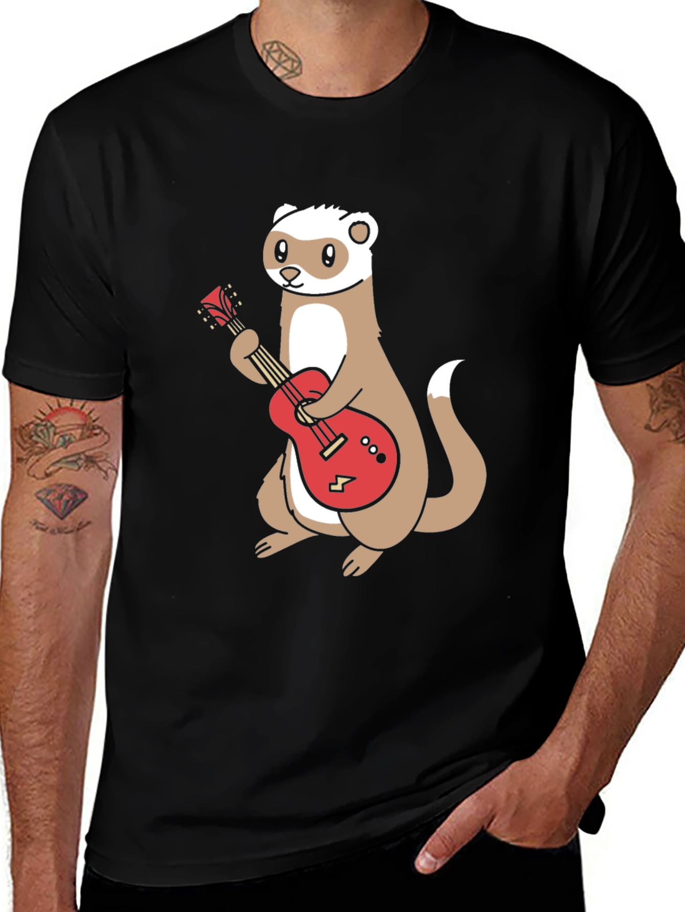 Variant 28 of Ferret Guitarist Black T-Shirt