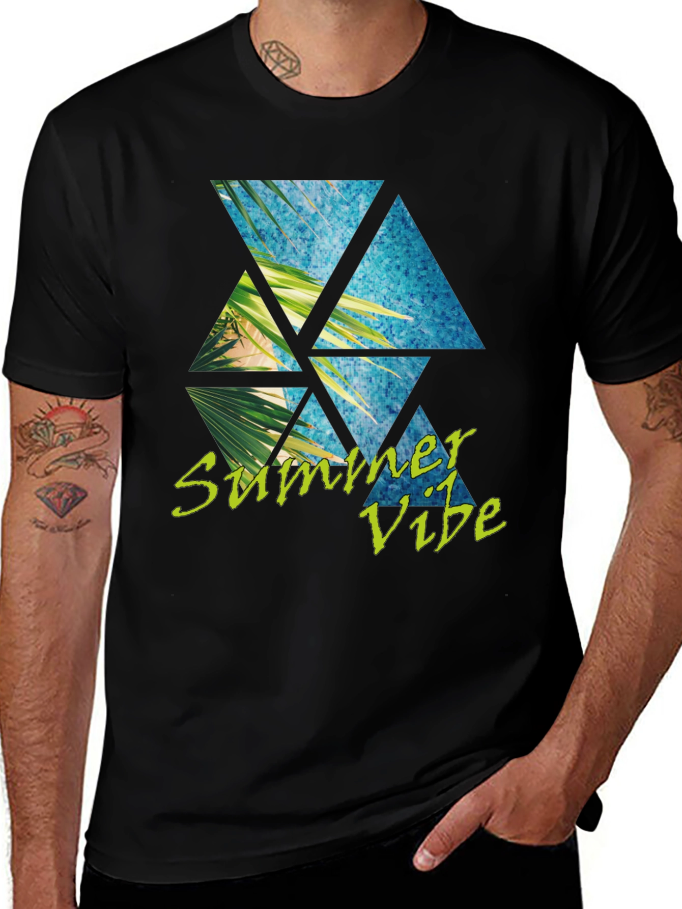 Variant 8 of Summer Vibe T-Shirt: Tropical Triangle Design