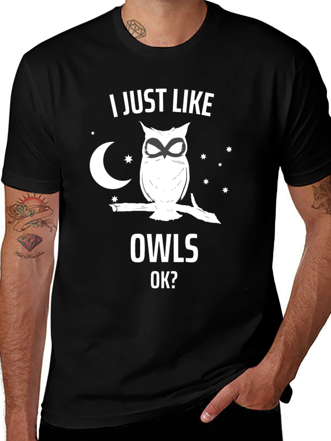 Variant 27 of I Just Like Owls OK? Black T-Shirt