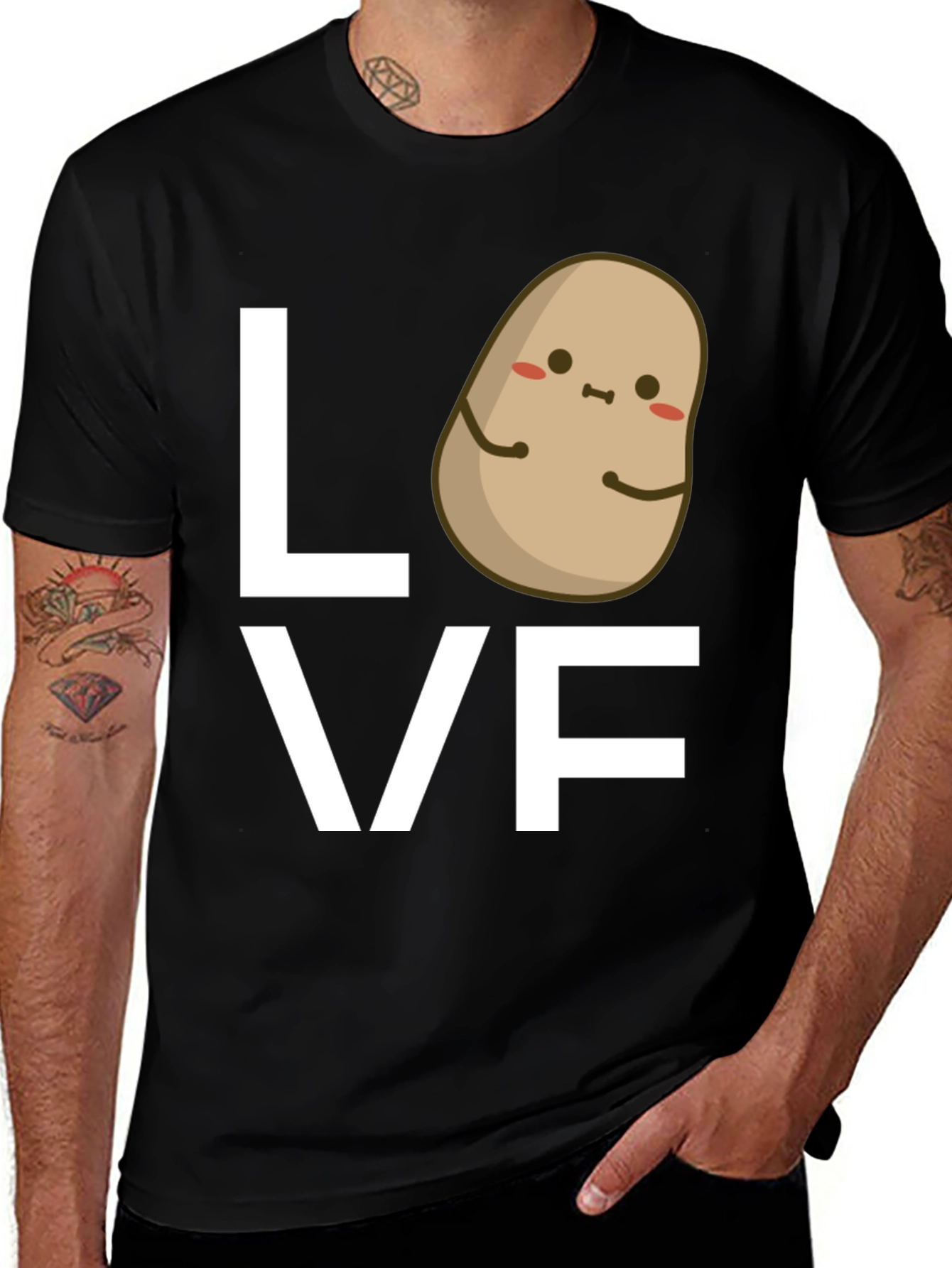 Black Potato Love Graphic Tee - Black Cotton T-Shirt main image