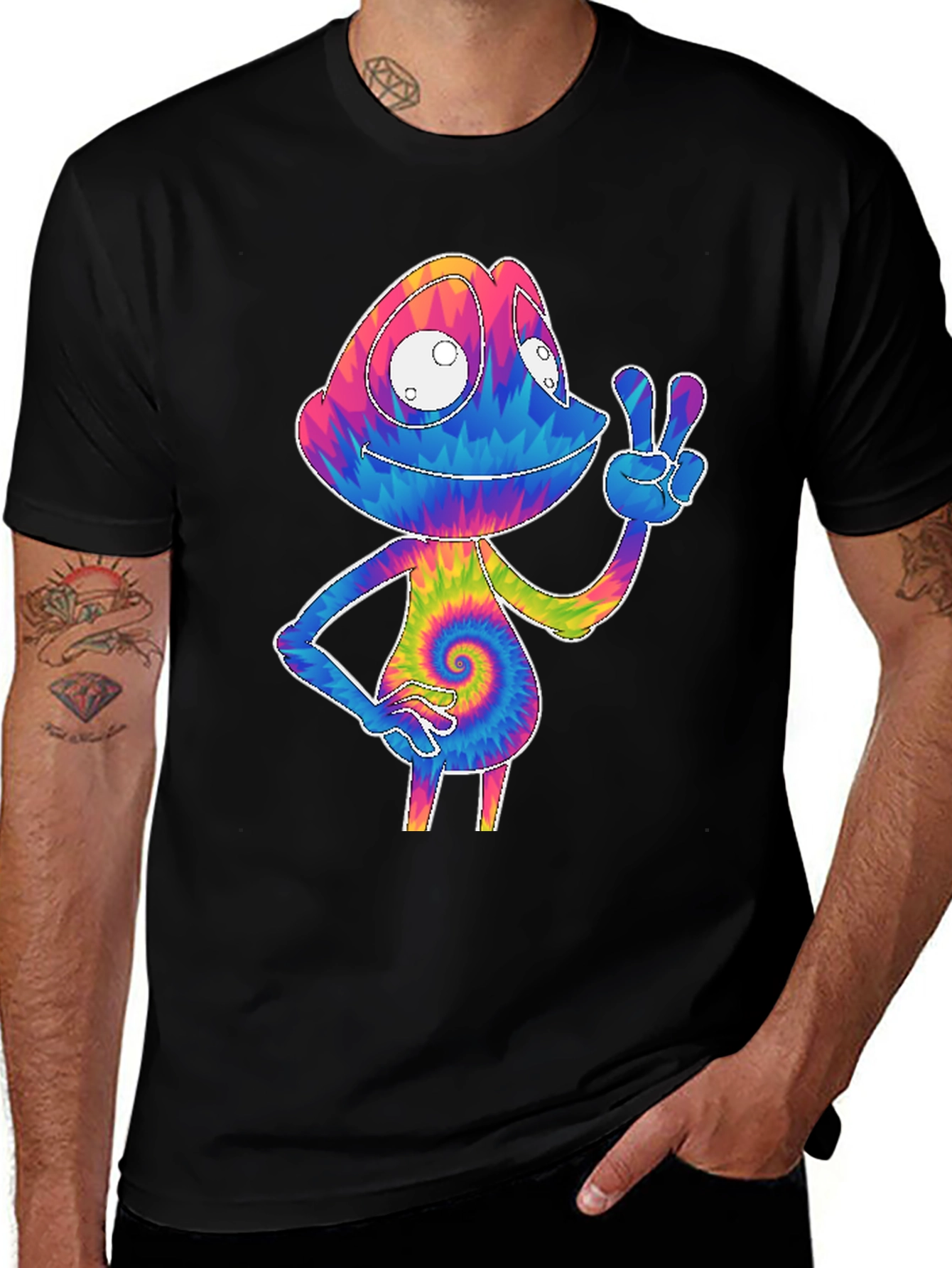 Variant 8 of Tie-Dye Chameleon Graphic Tee
