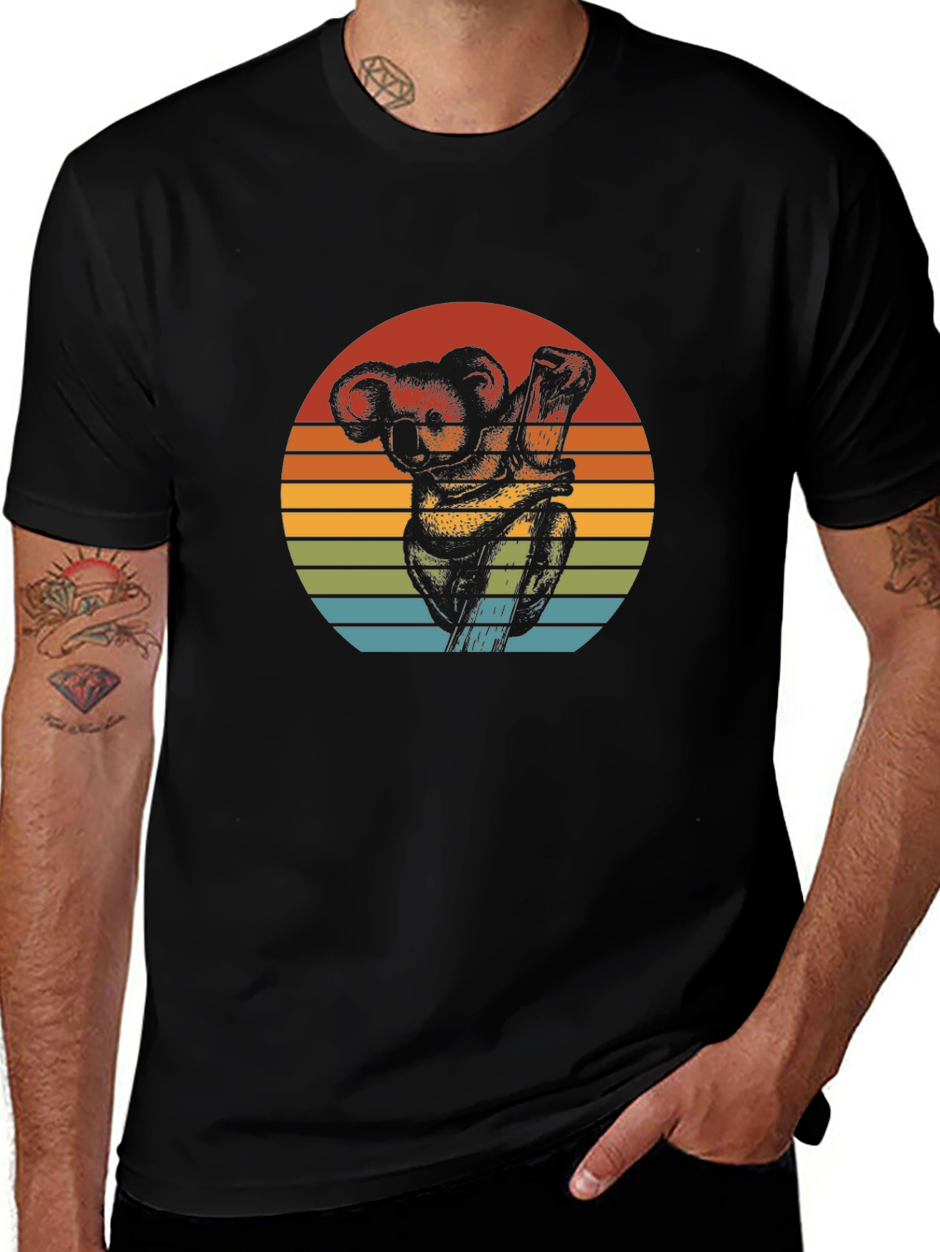 Variant 5 of Koala Sunset Graphic Tee - Black Cotton Comfort
