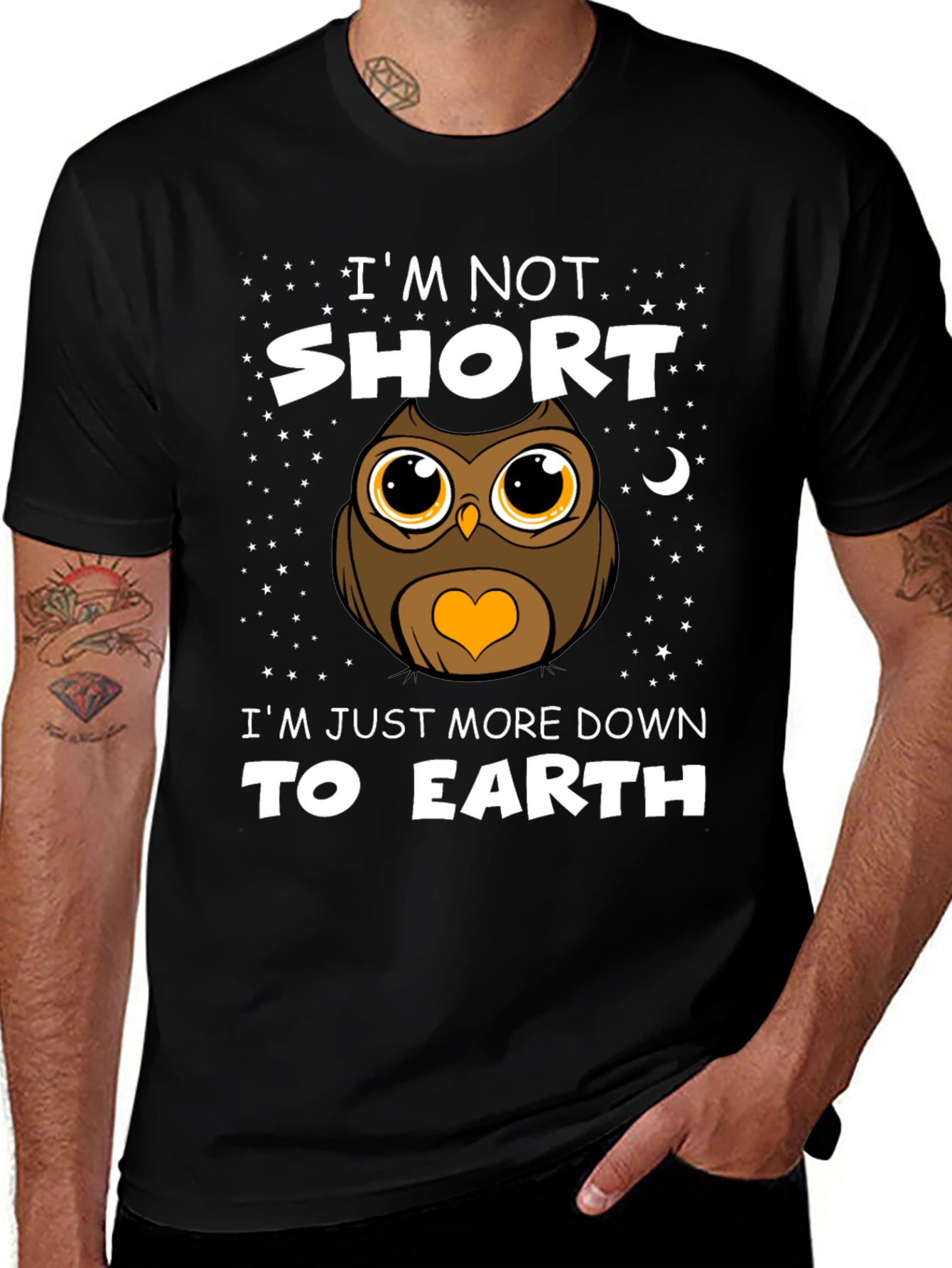 Variant 20 of Funny Owl Graphic T-Shirt: I'm Not Short