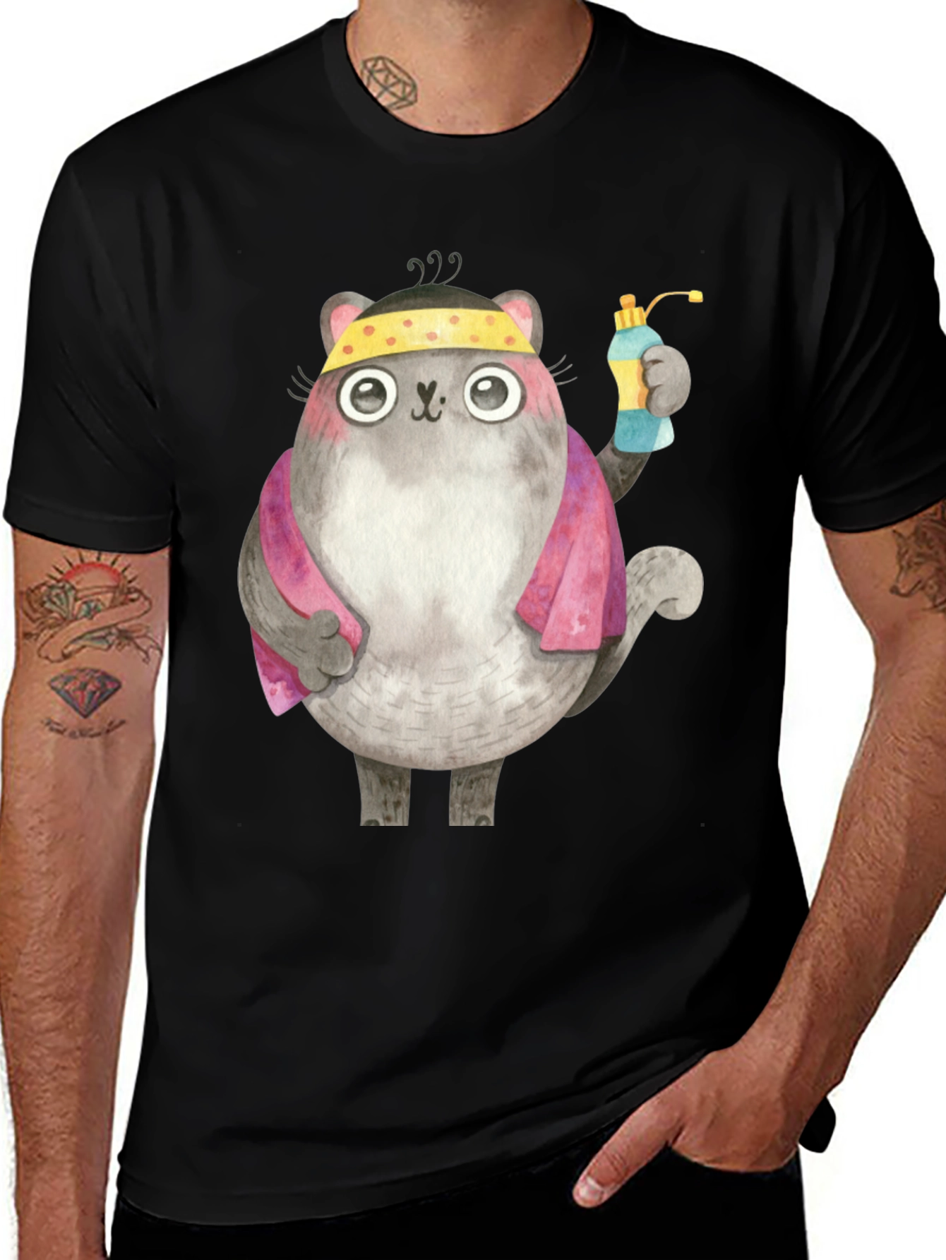 Variant 8 of Gym Cat T-Shirt - Fitness Cartoon Tee