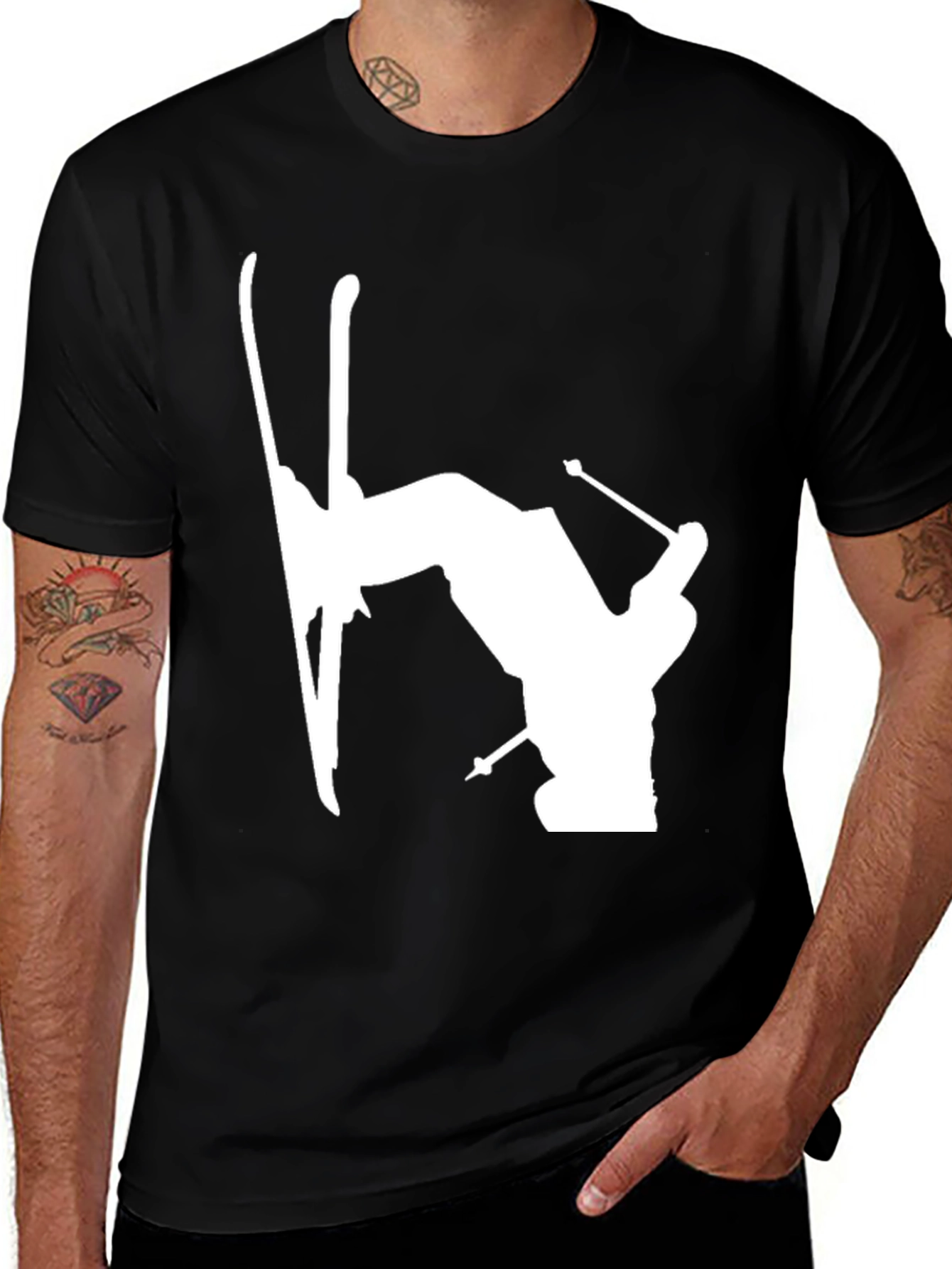 Variant 14 of Skiing Silhouette Graphic Tee - Black